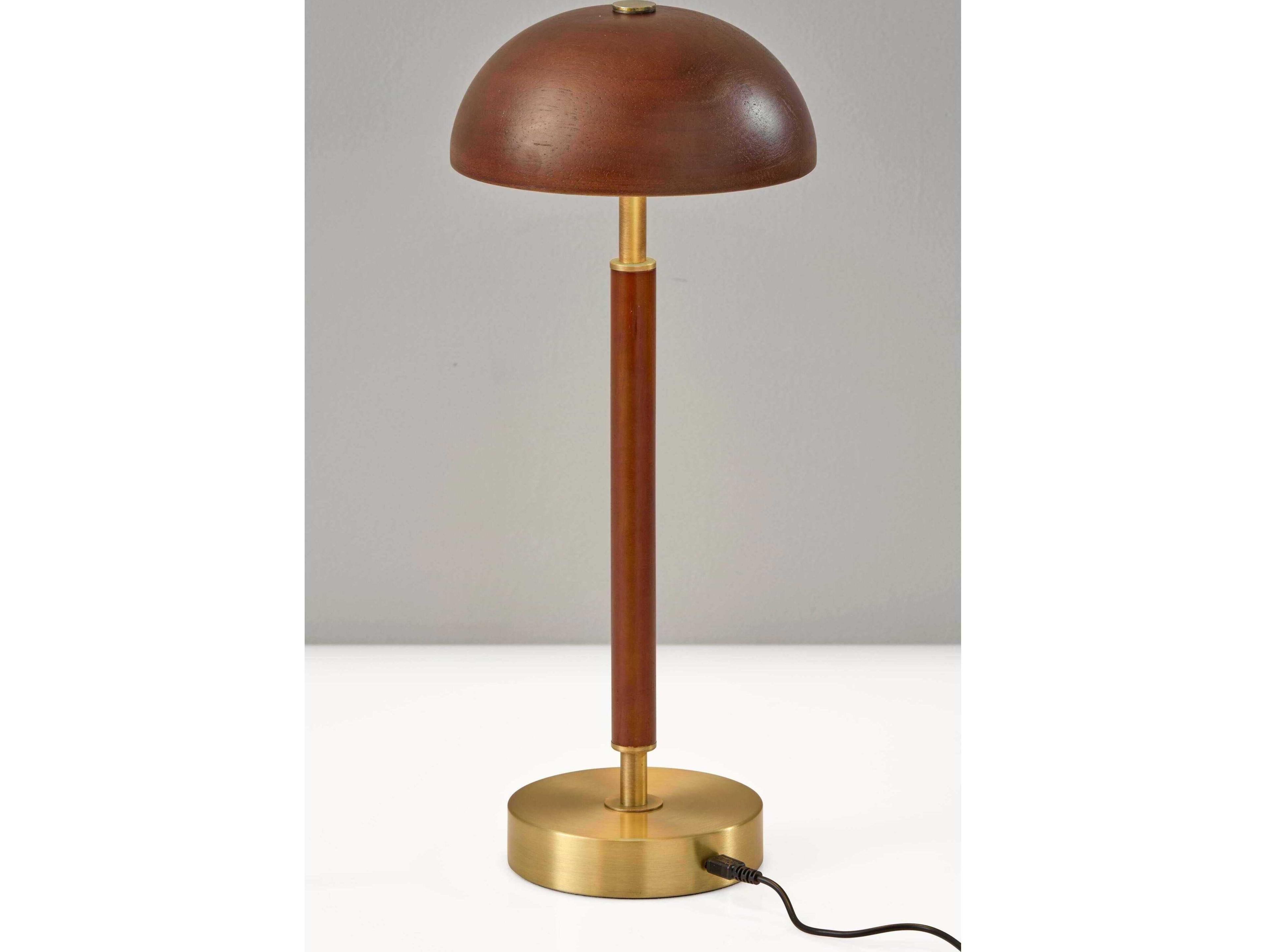 Adesso Ronny Walnut Wood With Frosted Diffuser Brown Table Lamp