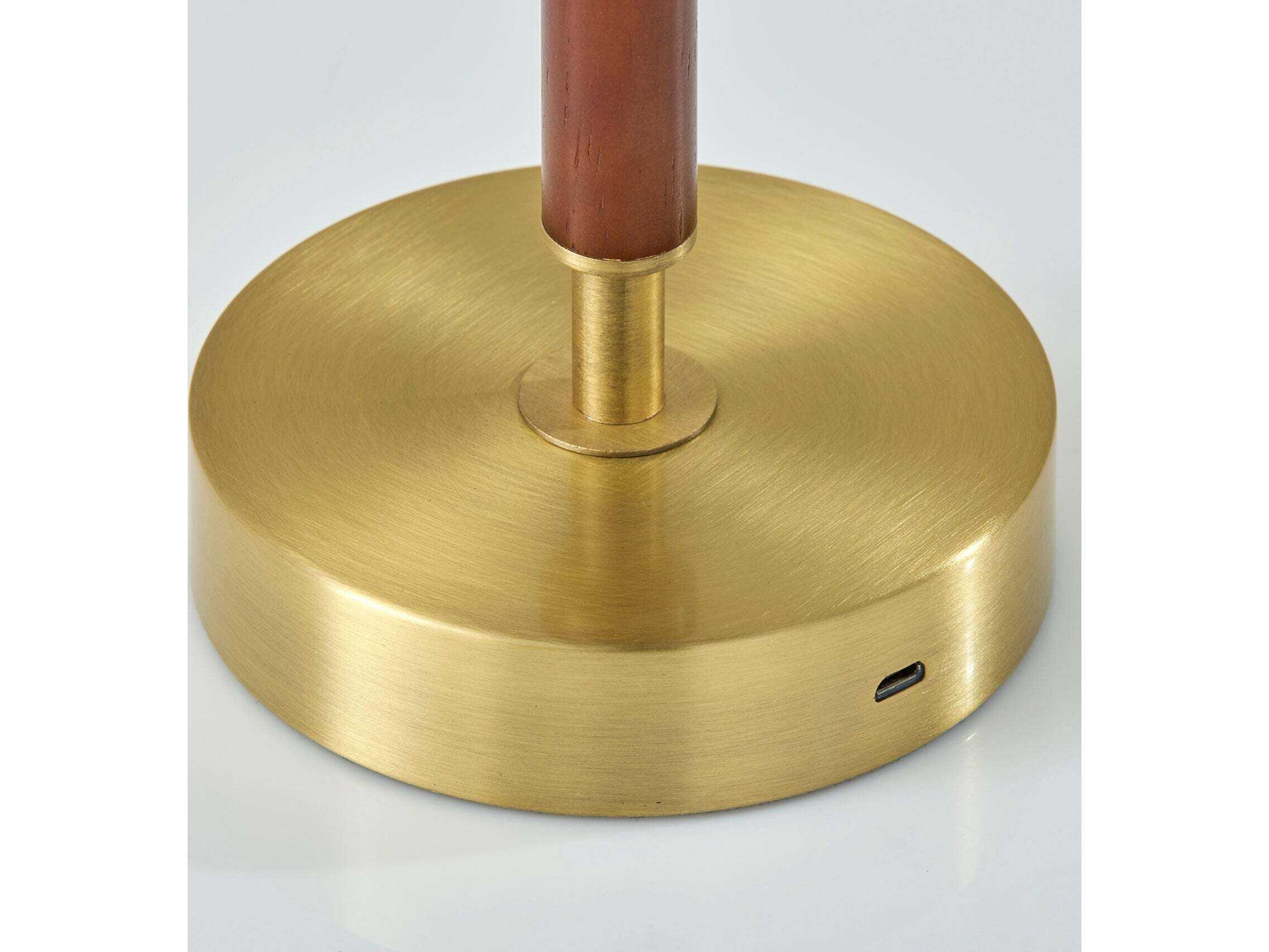 Adesso Ronny Walnut Wood With Frosted Diffuser Brown Table Lamp