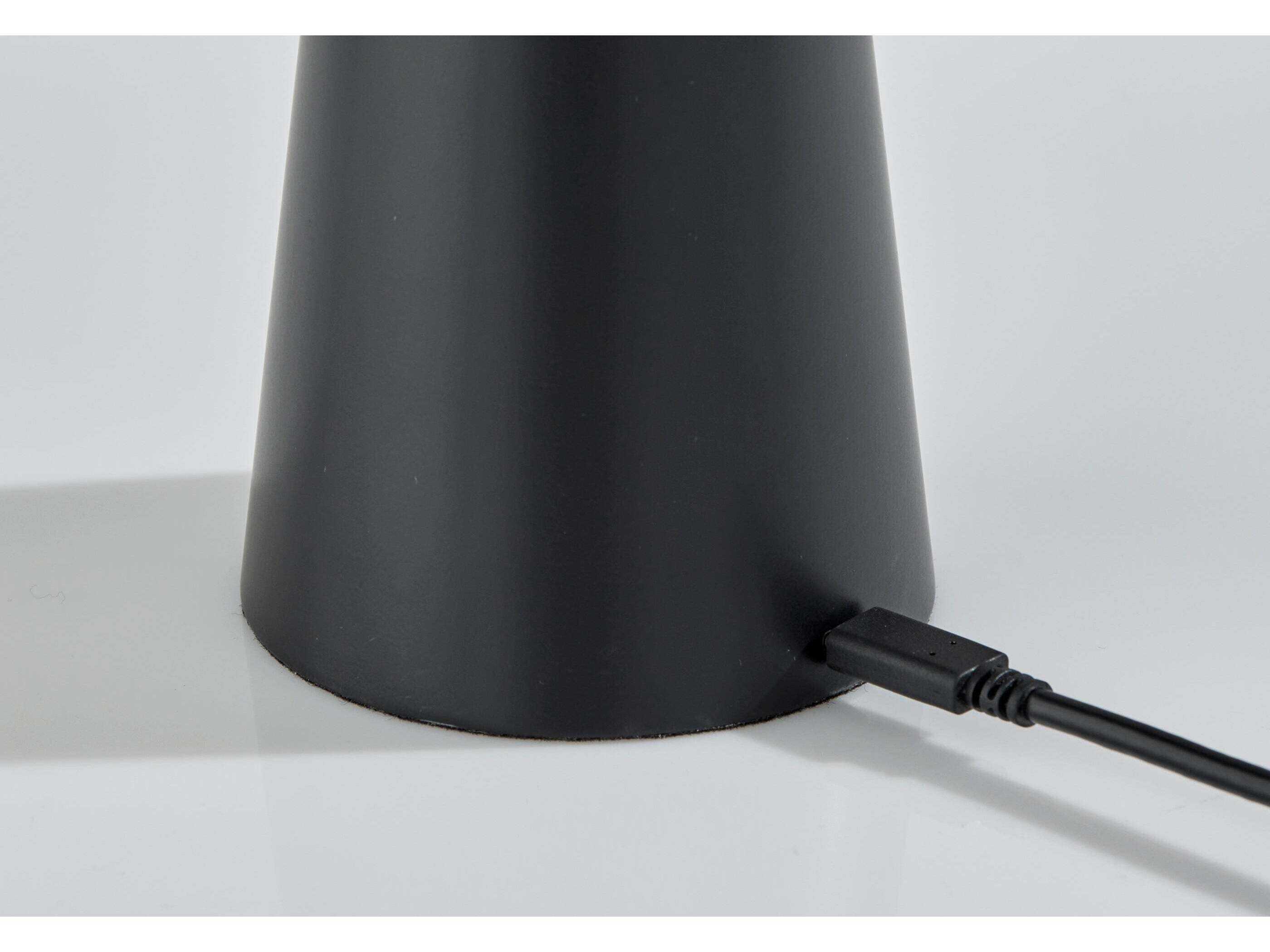 Adesso Jacky Black Ribbed White Plastic Table Lamp