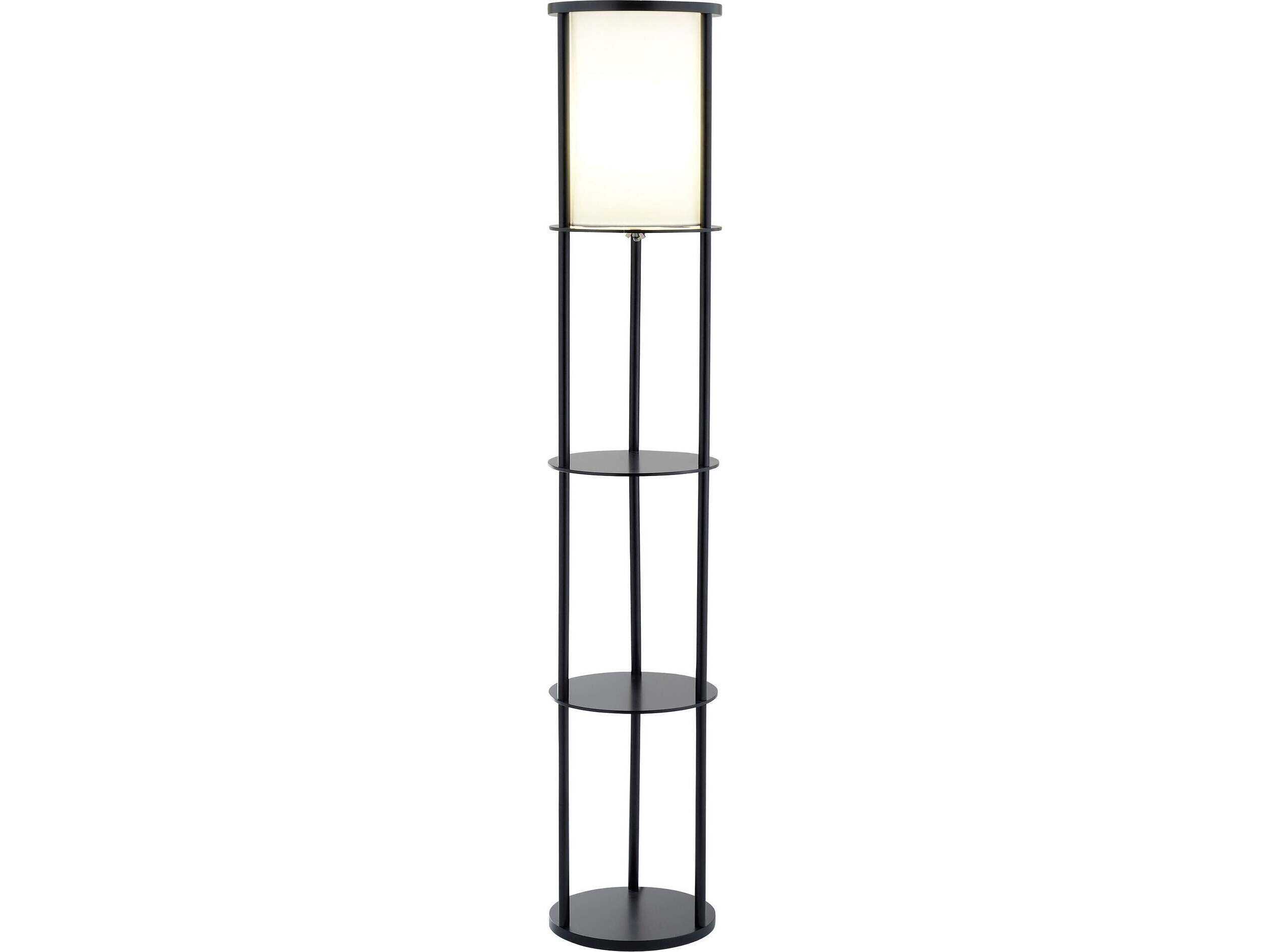 Adesso Stewart Black White Textured Fabric Floor Lamp