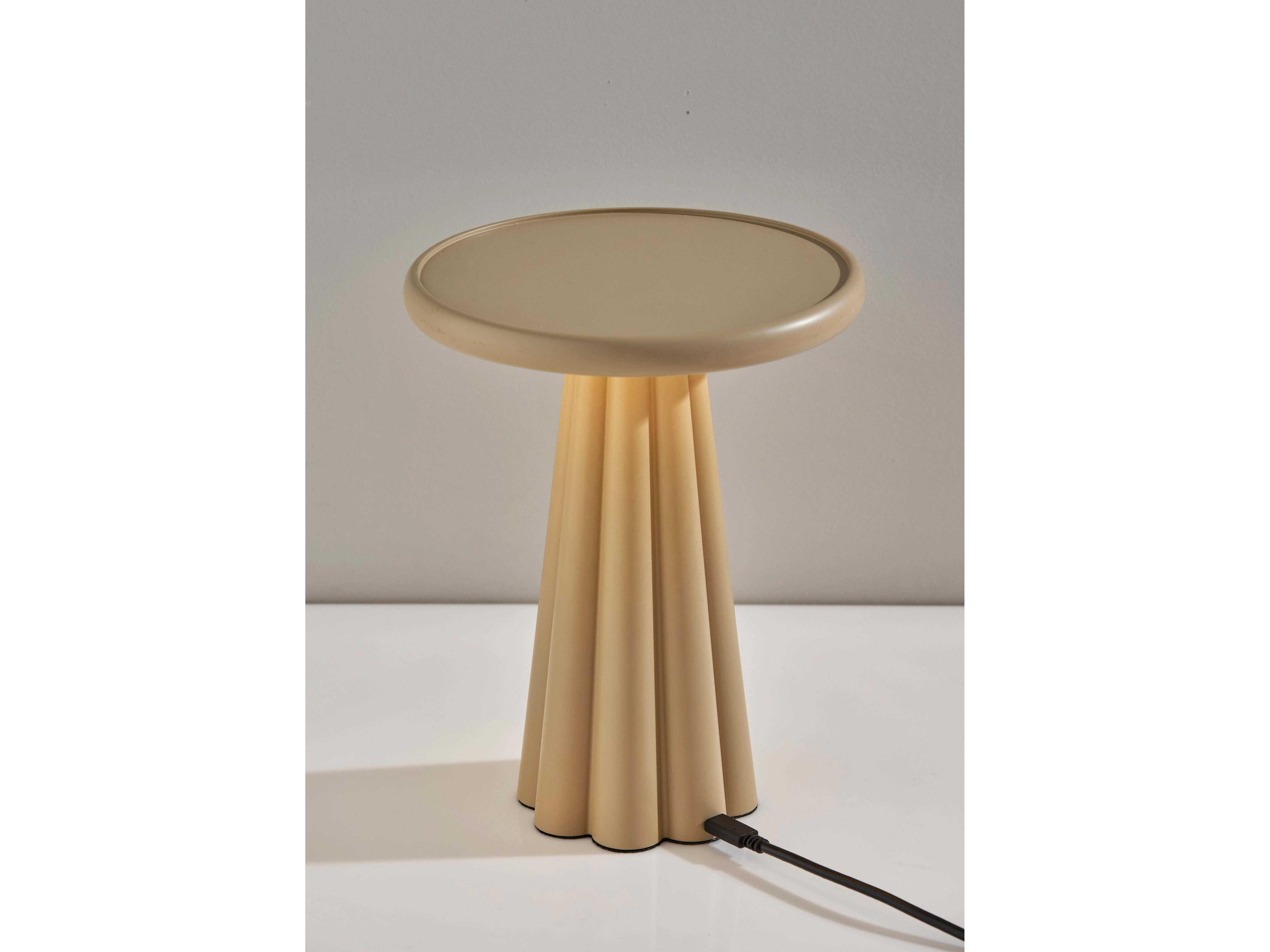 Adesso Mattie Beige Taupe Plastic With Frosted Diffuser Brown Table Lamp