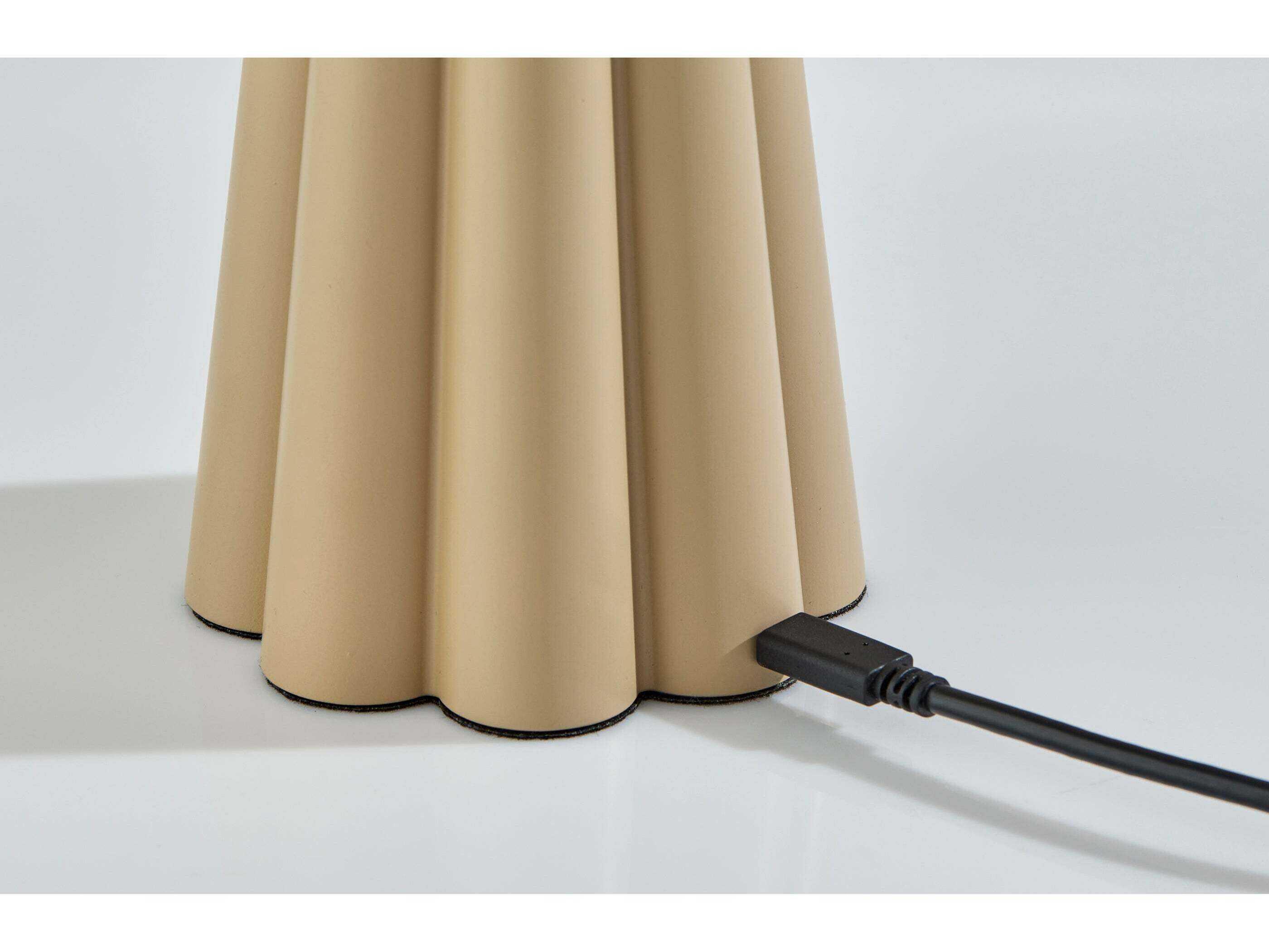 Adesso Mattie Beige Taupe Plastic With Frosted Diffuser Brown Table Lamp