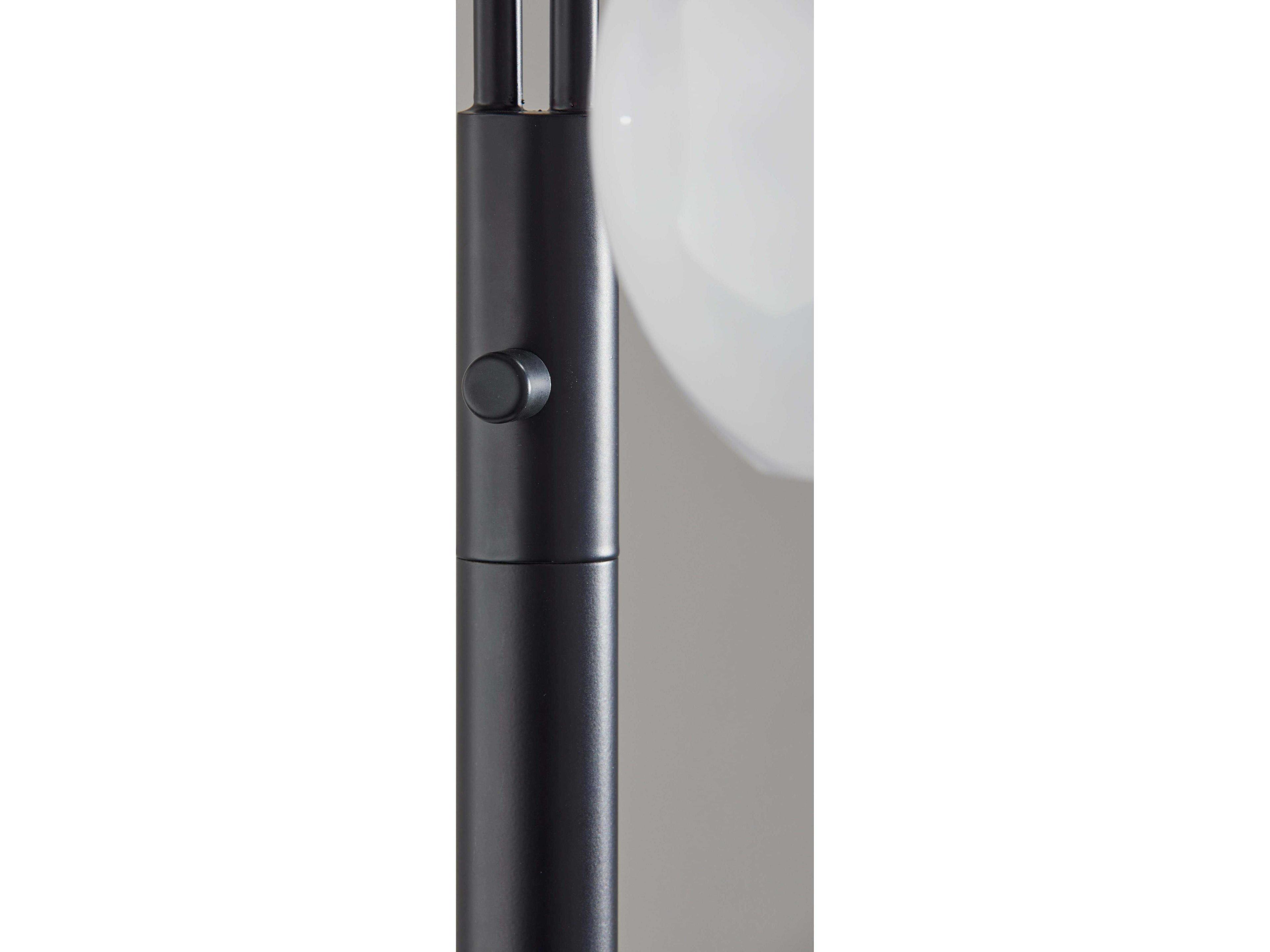 Adesso Stockton Black White Glosted Glass Floor Lamp