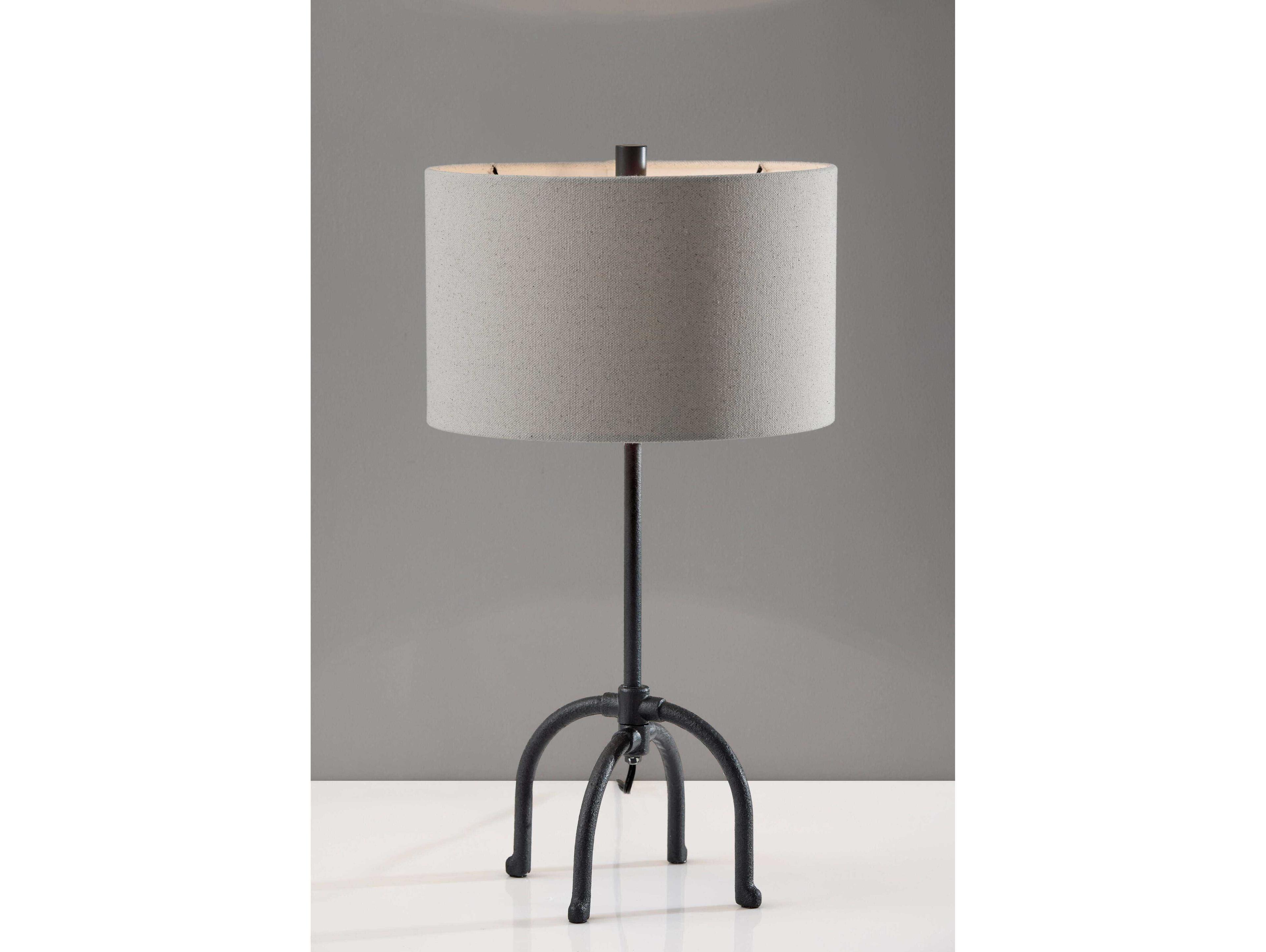 Adesso Silos Black Beige Textured Fabric Buffet Lamp