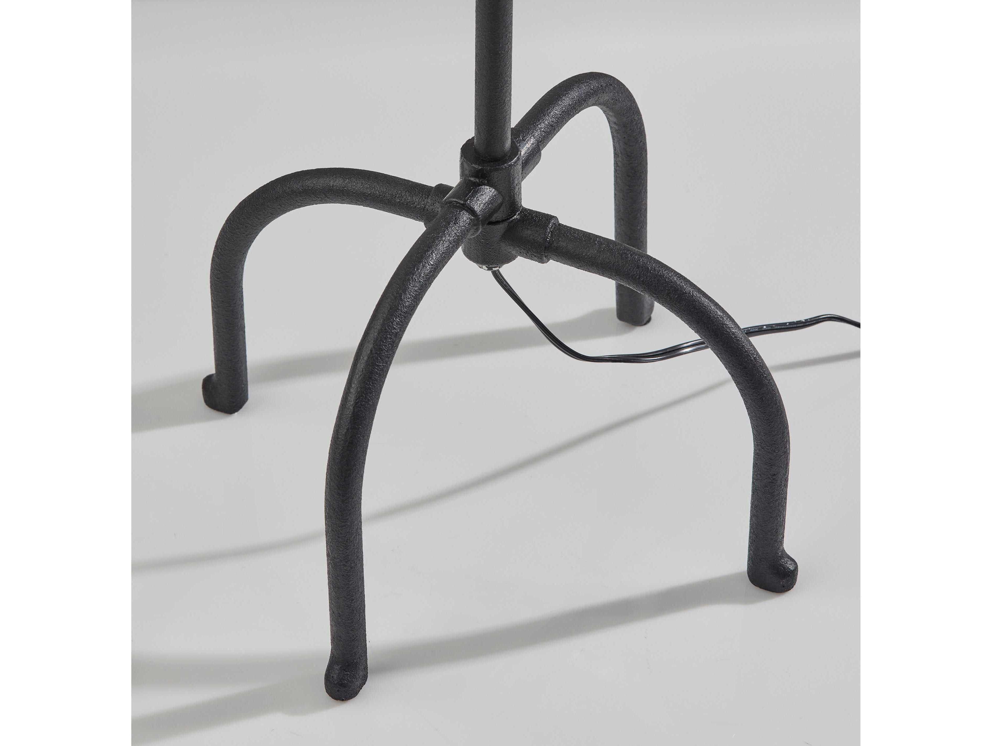 Adesso Silos Black Beige Textured Fabric Floor Lamp