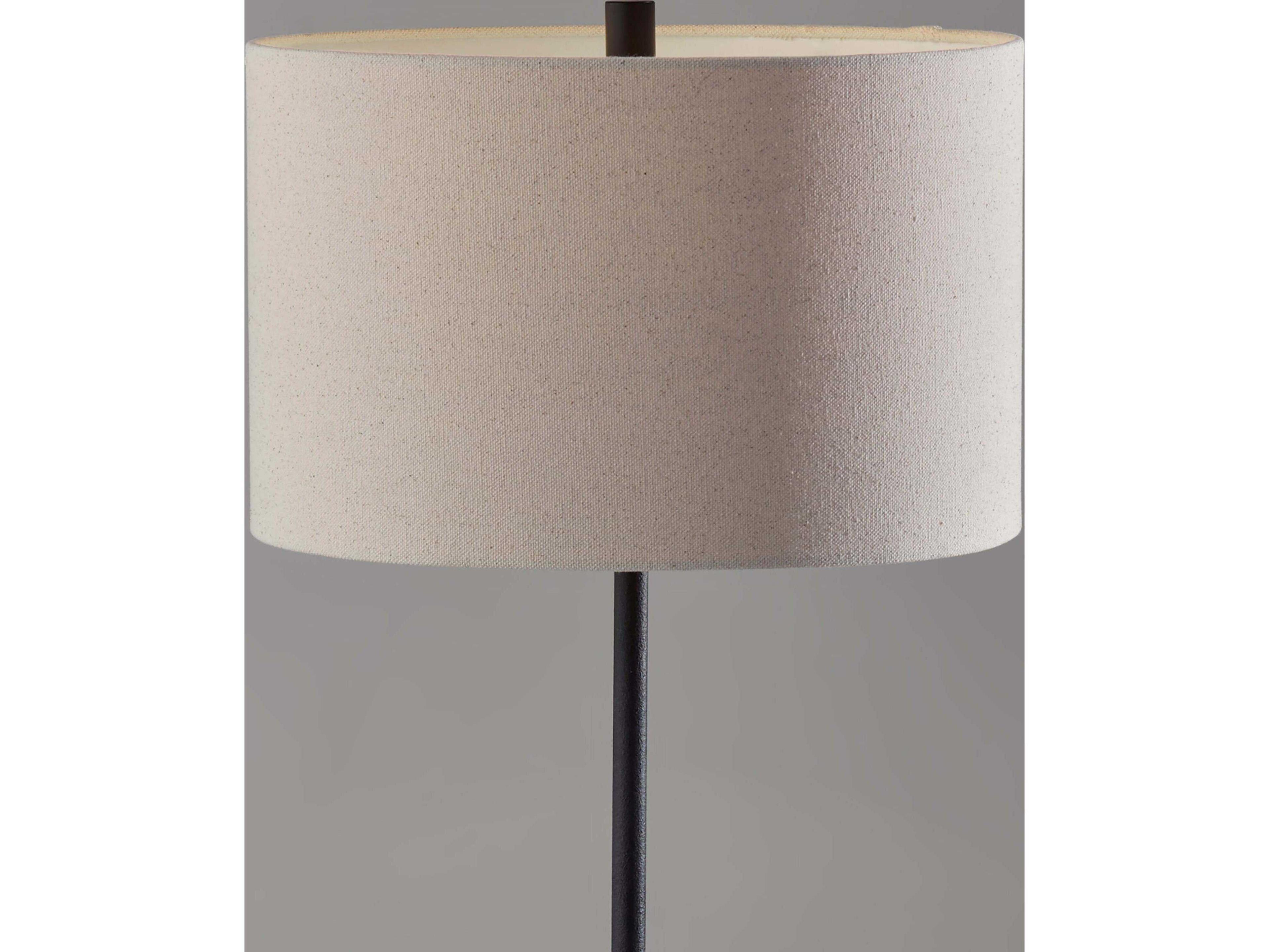 Adesso Silos Black Beige Textured Fabric Floor Lamp