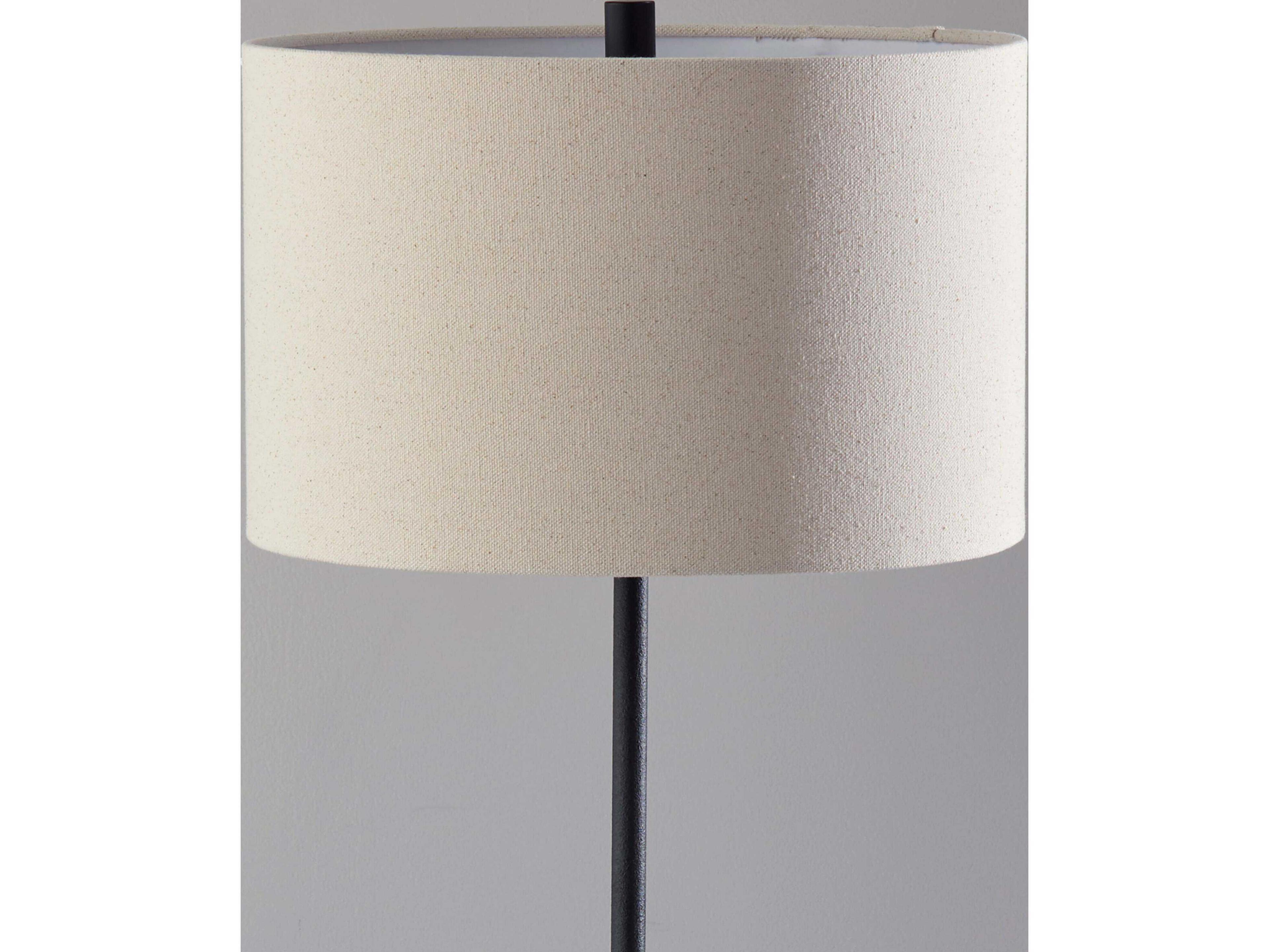 Adesso Silos Black Beige Textured Fabric Floor Lamp