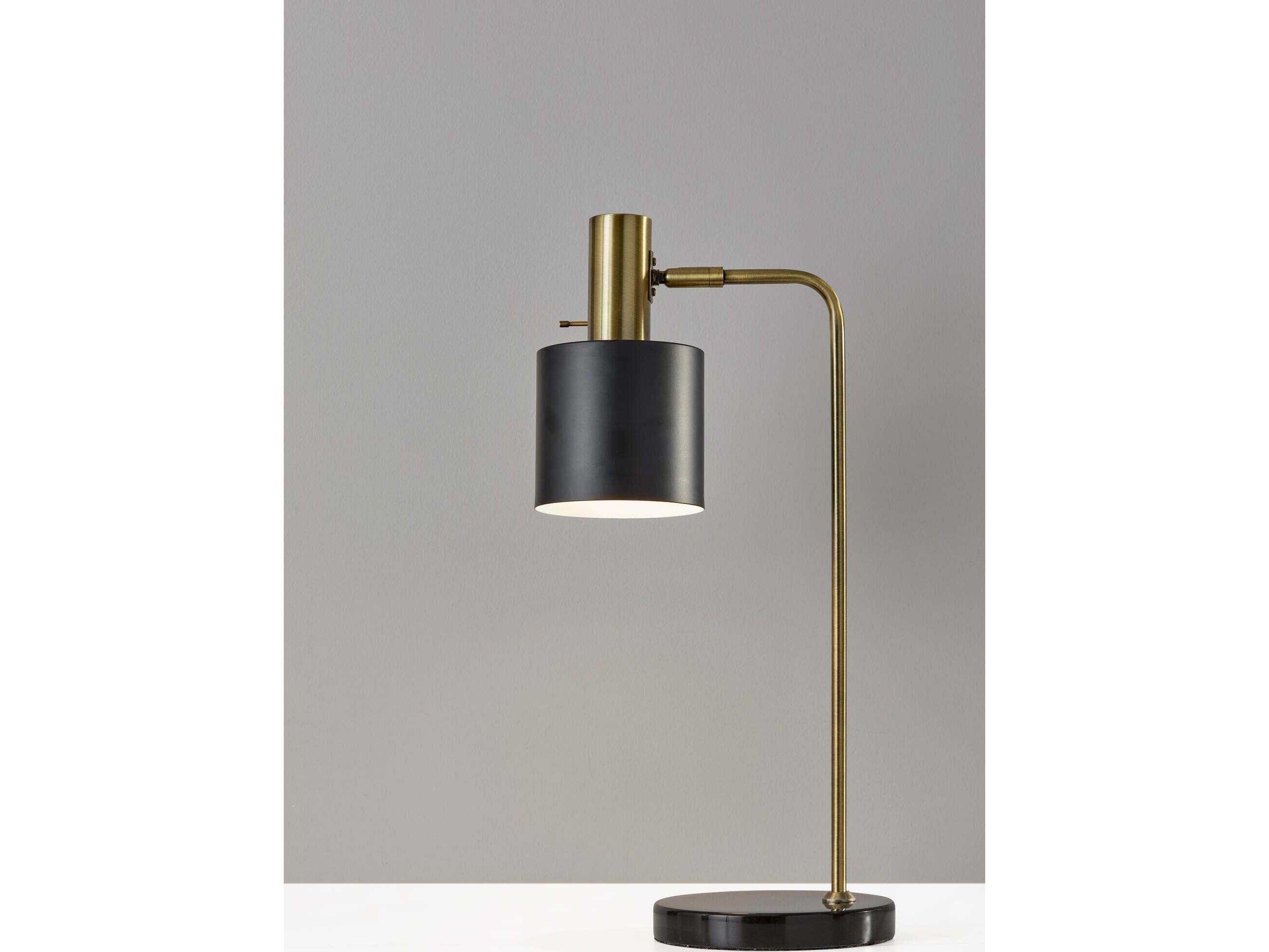 Adesso Emmett Antique Brass Black Painted Metal Desk Lamp