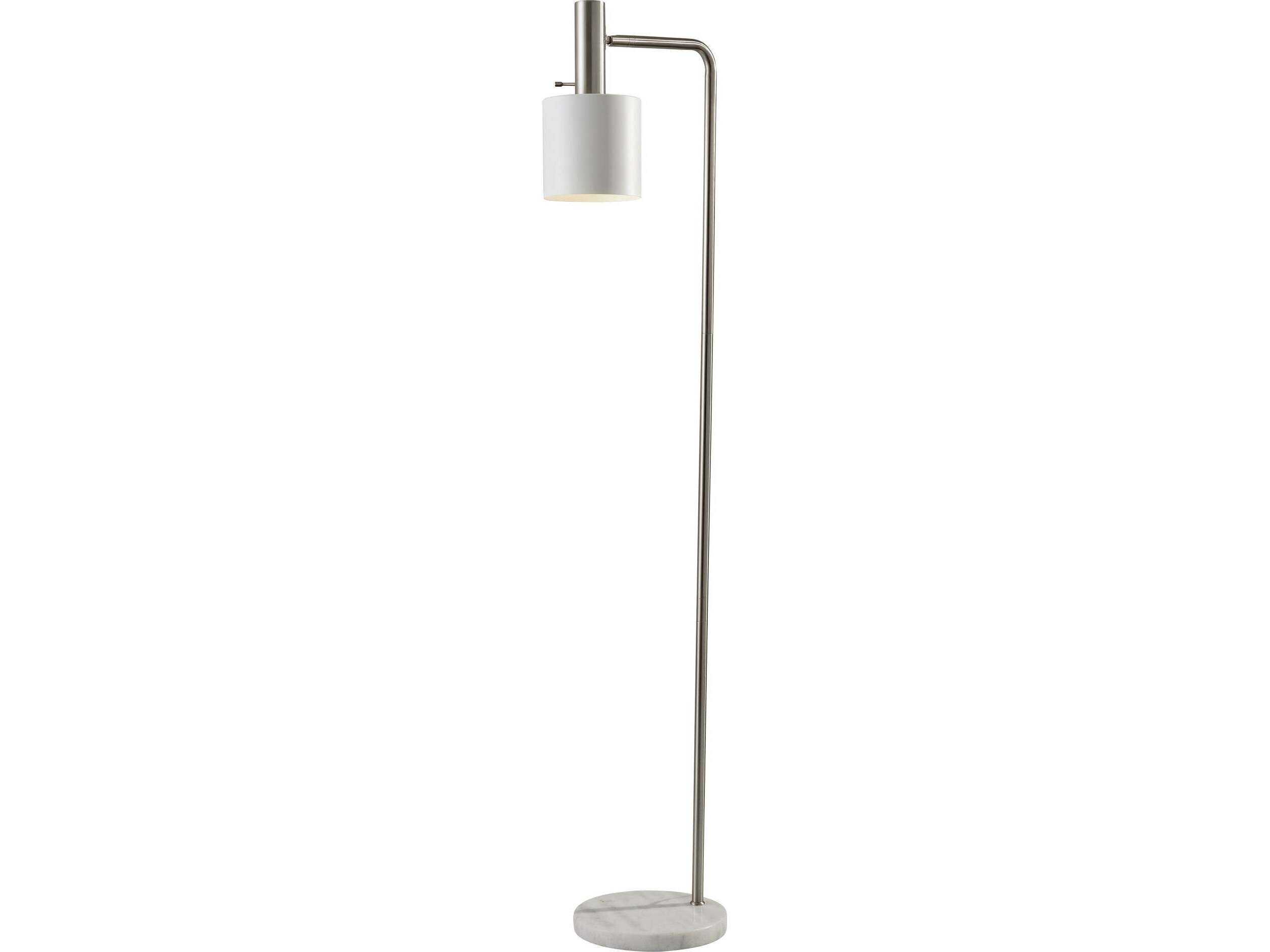 Adesso Emmett Brushed Steel White Painted Metal Floor Lamp