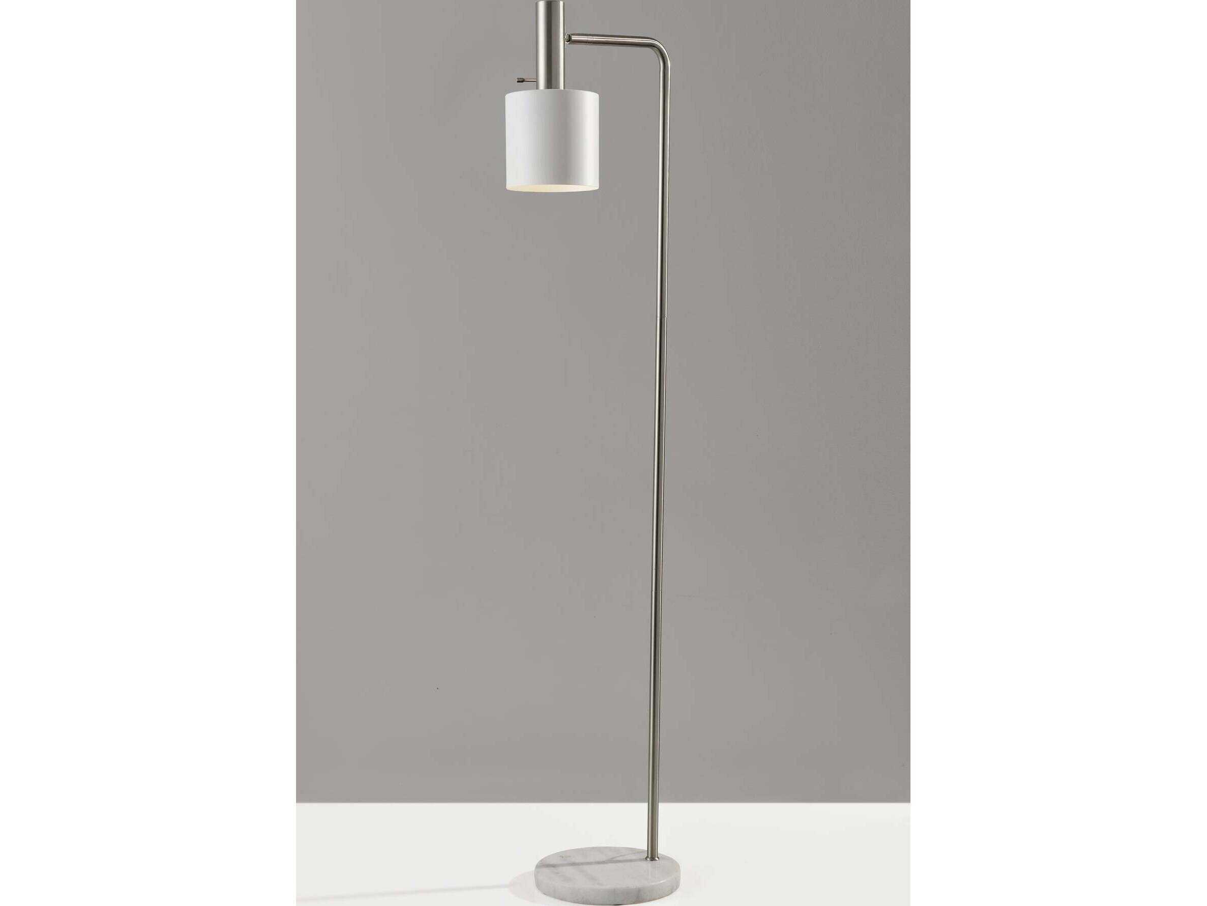 Adesso Emmett Brushed Steel White Painted Metal Floor Lamp