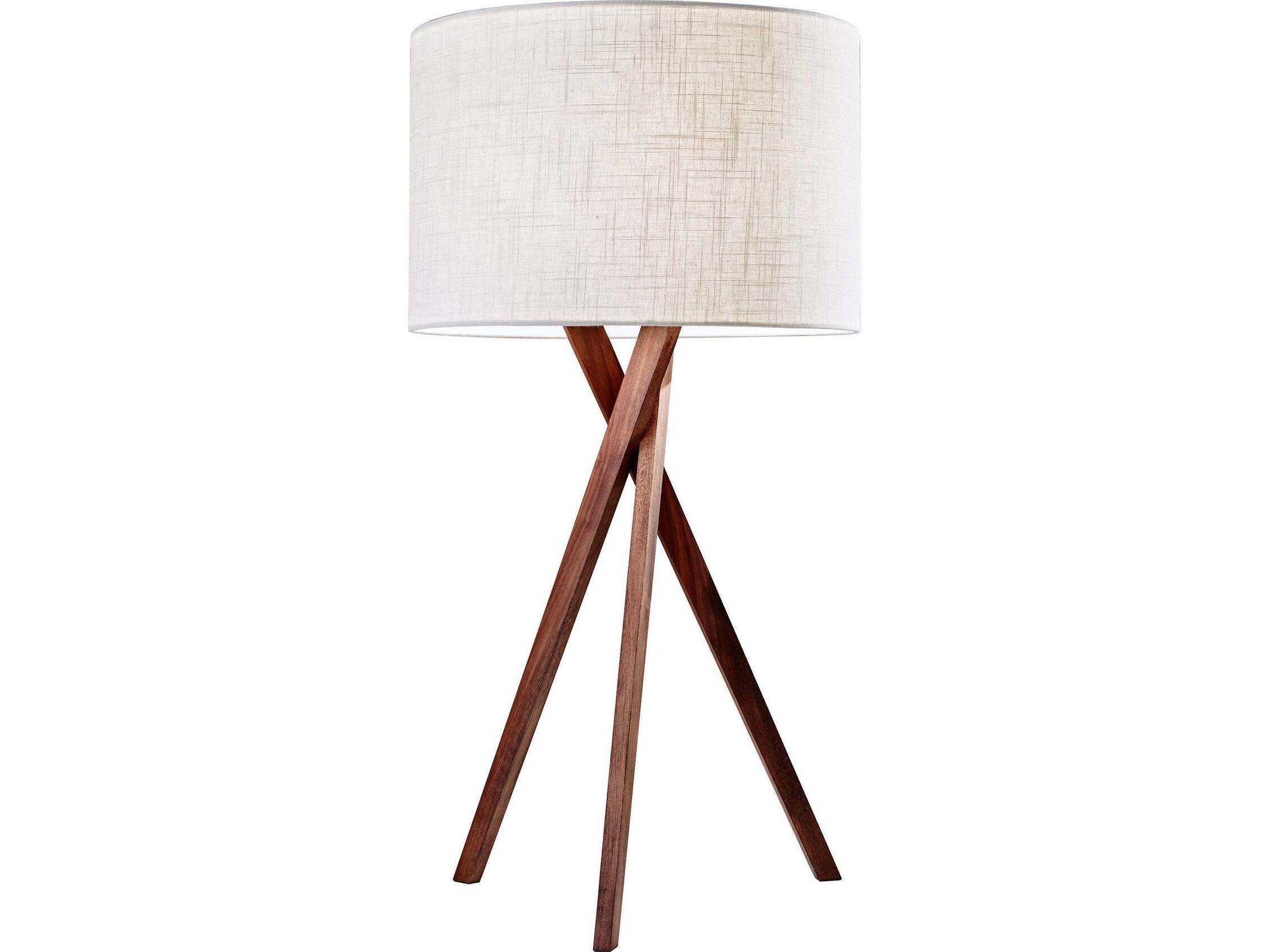 Adesso Brooklyn Walnut White Textured Linen Wood Buffet Lamp