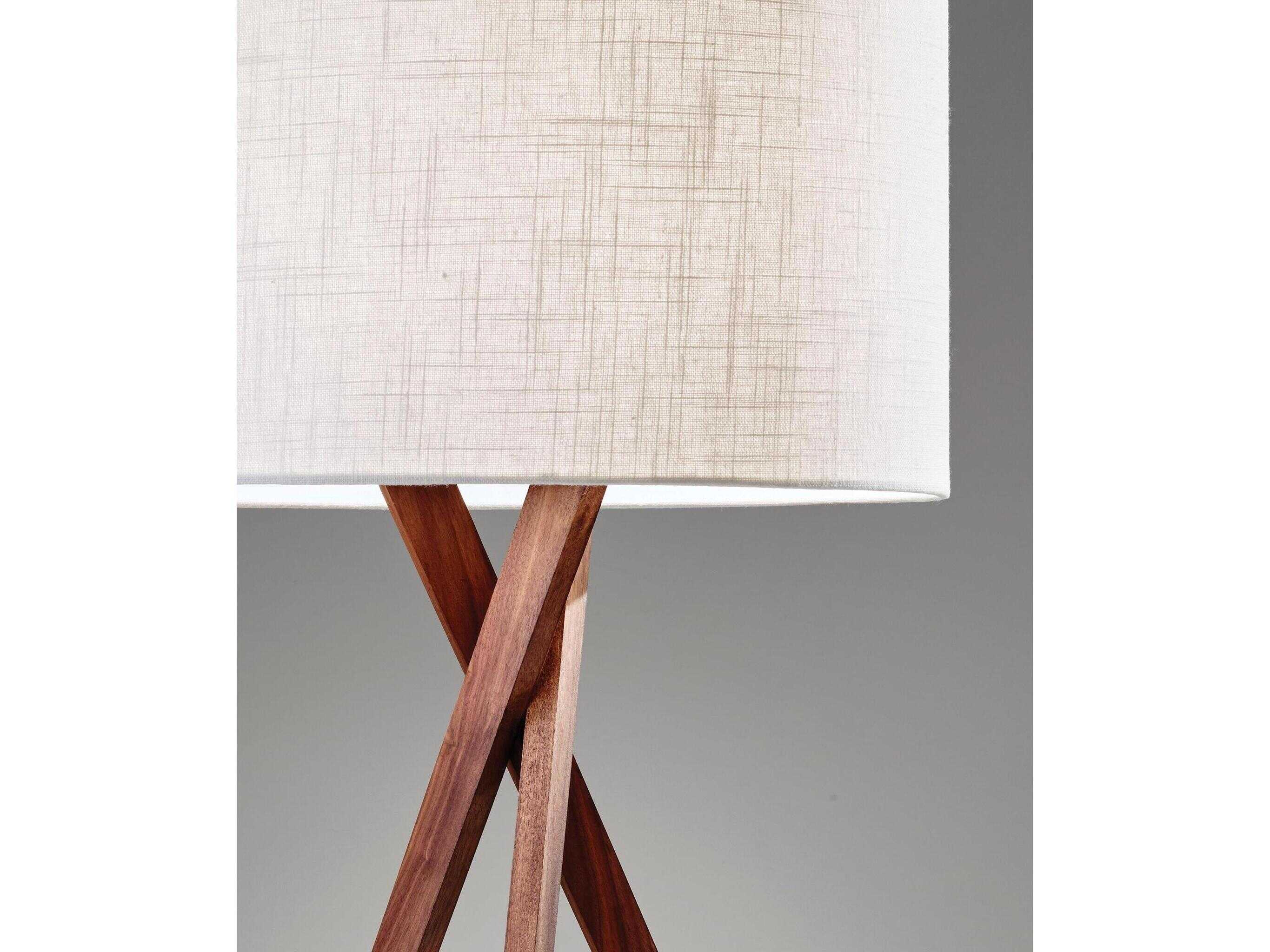 Adesso Brooklyn Walnut White Textured Linen Wood Buffet Lamp