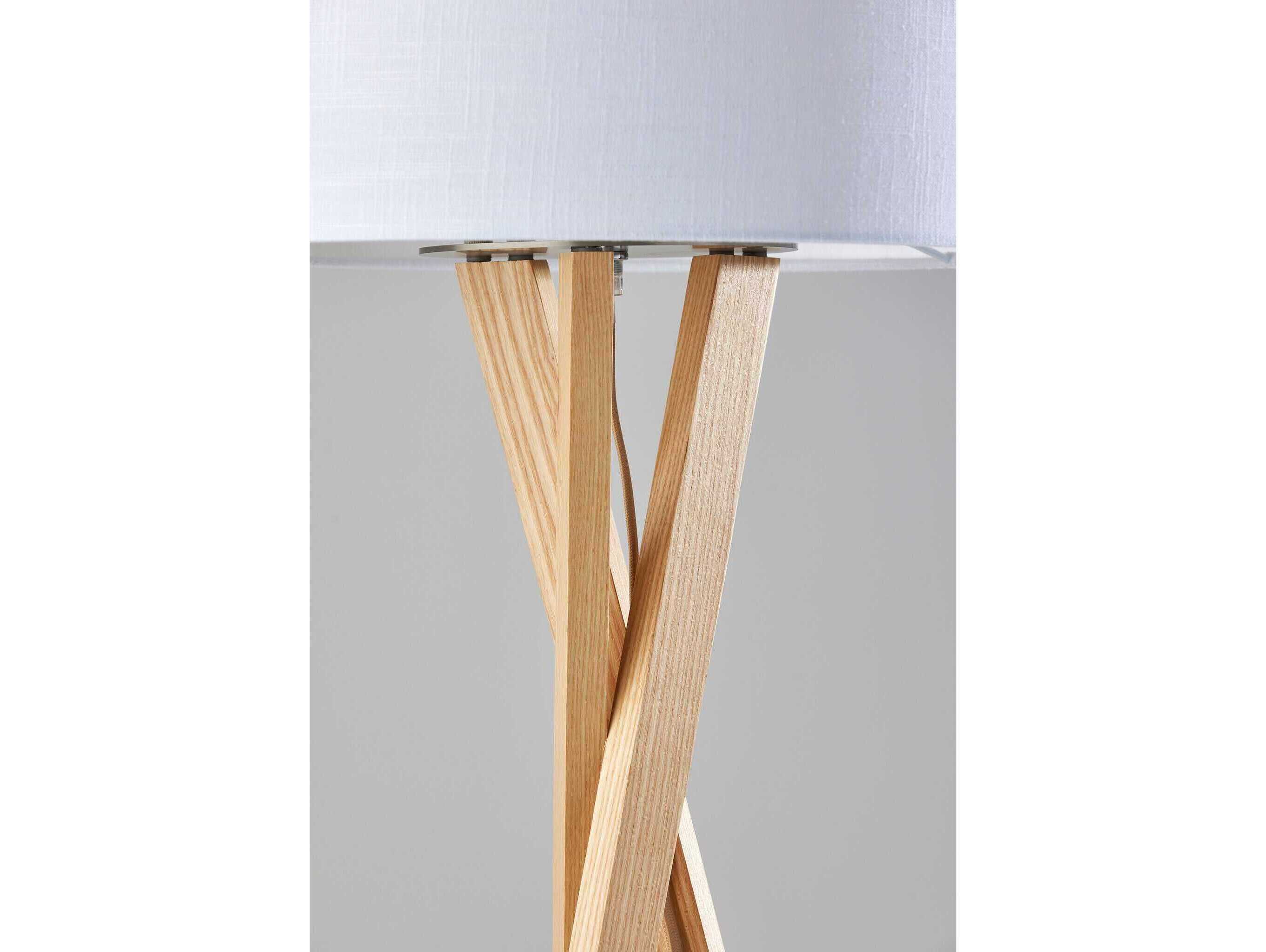 Adesso Brooklyn Natural White Textured Linen Wood Floor Lamp