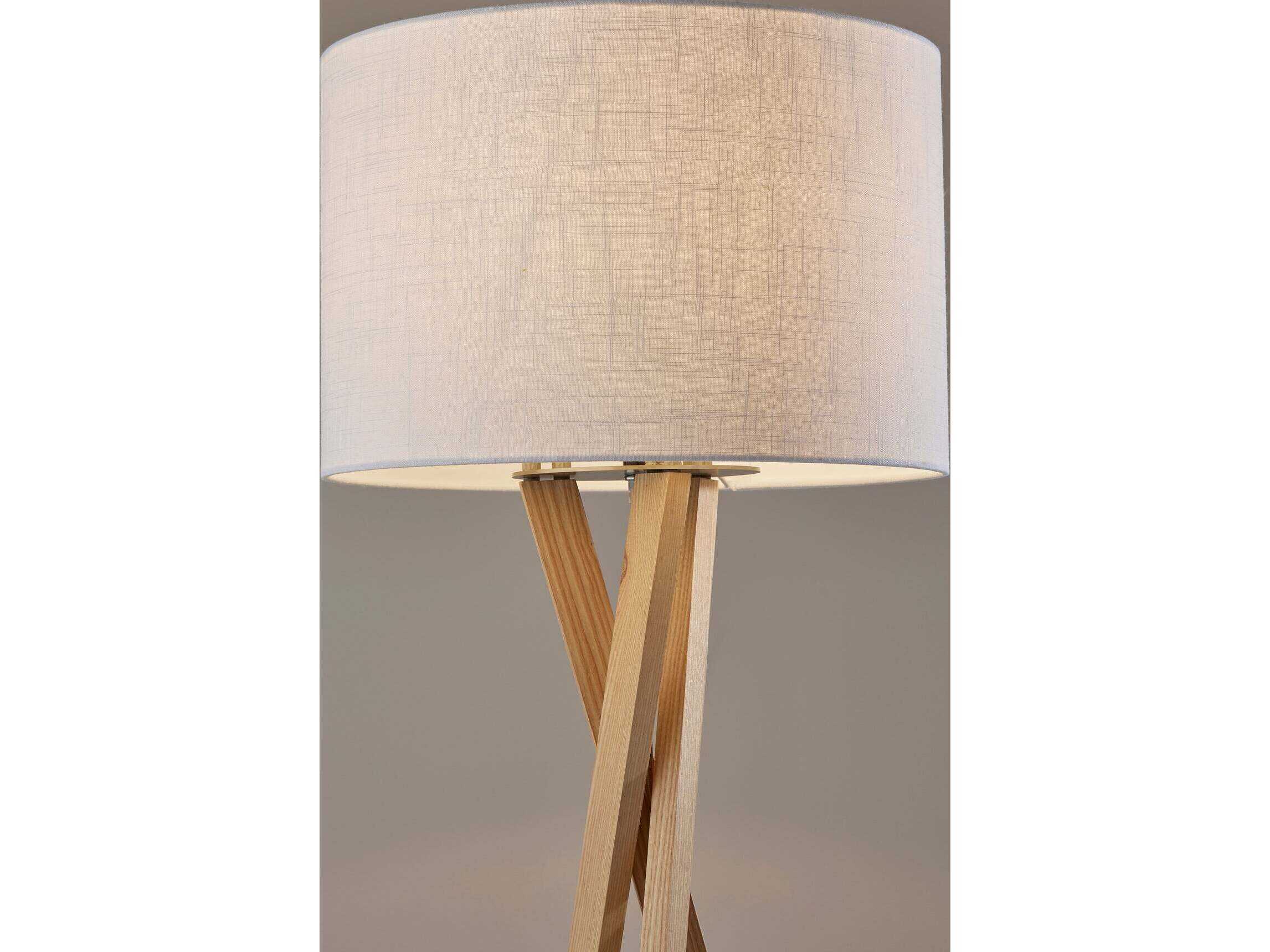 Adesso Brooklyn Natural White Textured Linen Wood Floor Lamp
