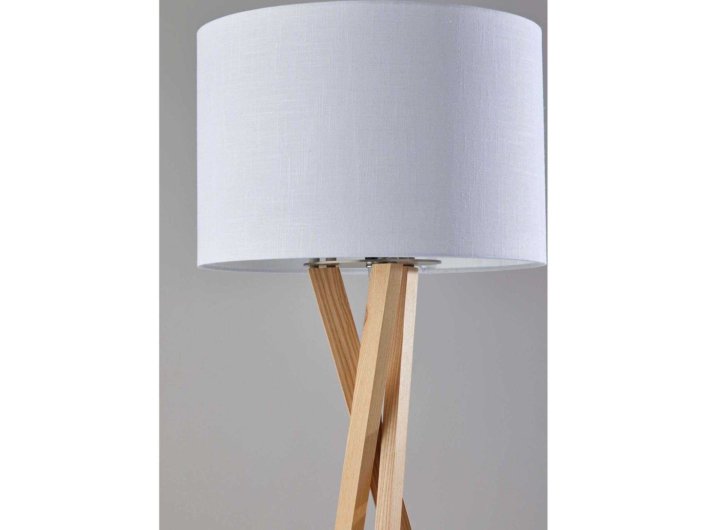 Adesso Brooklyn Natural White Textured Linen Wood Floor Lamp