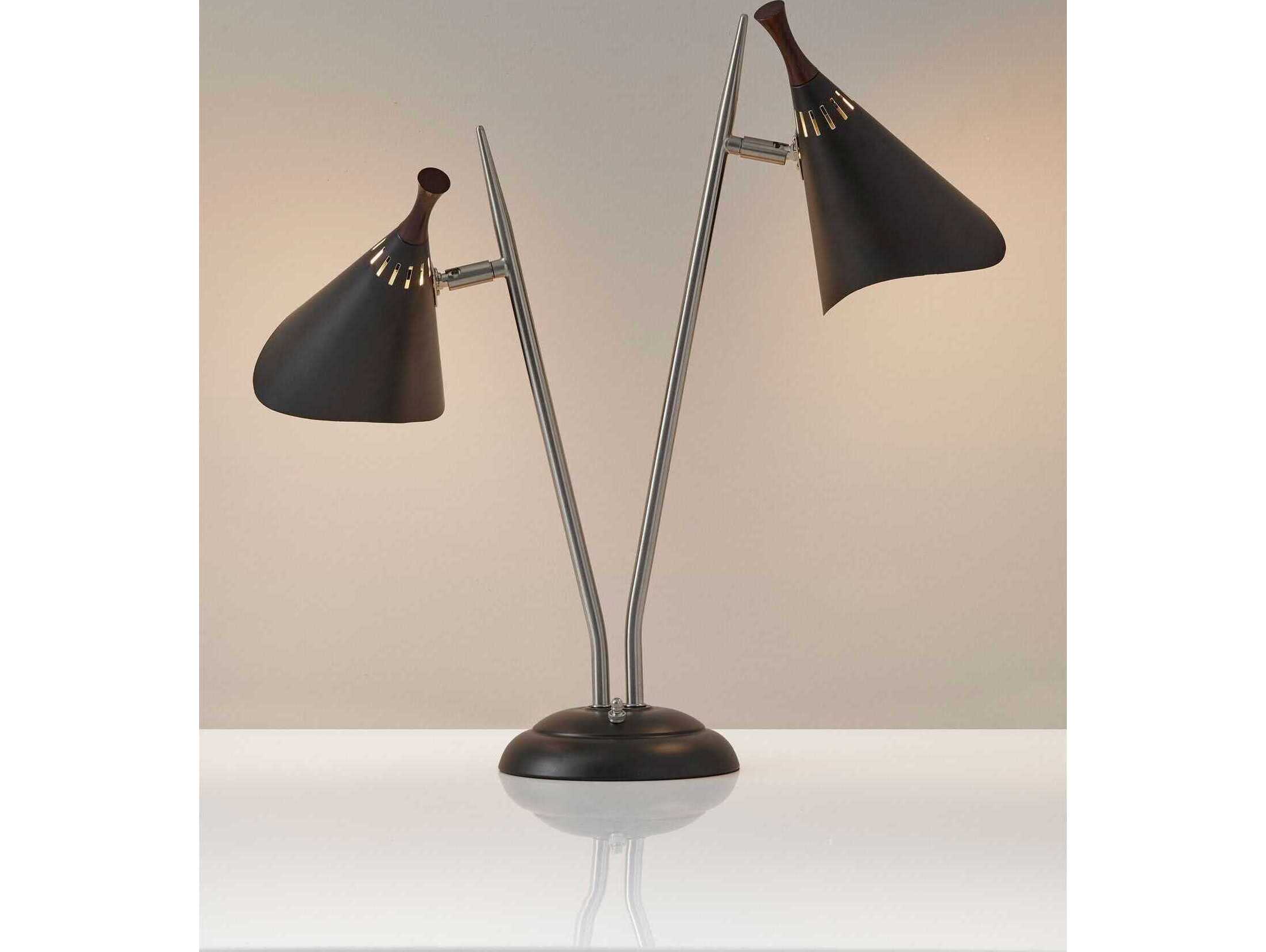 Adesso Draper Brushed Steel Black Painted Metal Desk Lamp
