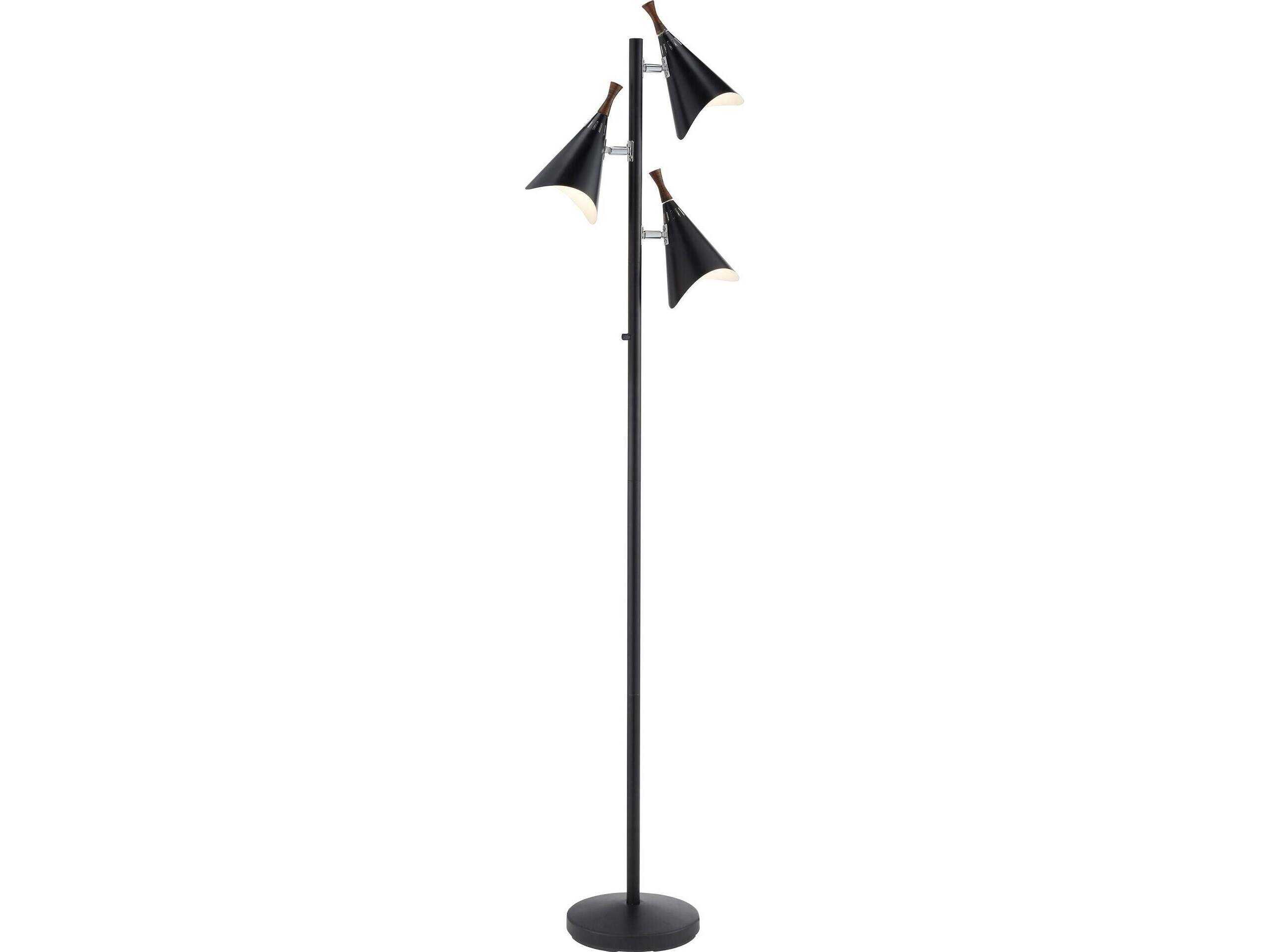 Adesso Draper Black Brushed Steel Painted Metal Floor Lamp