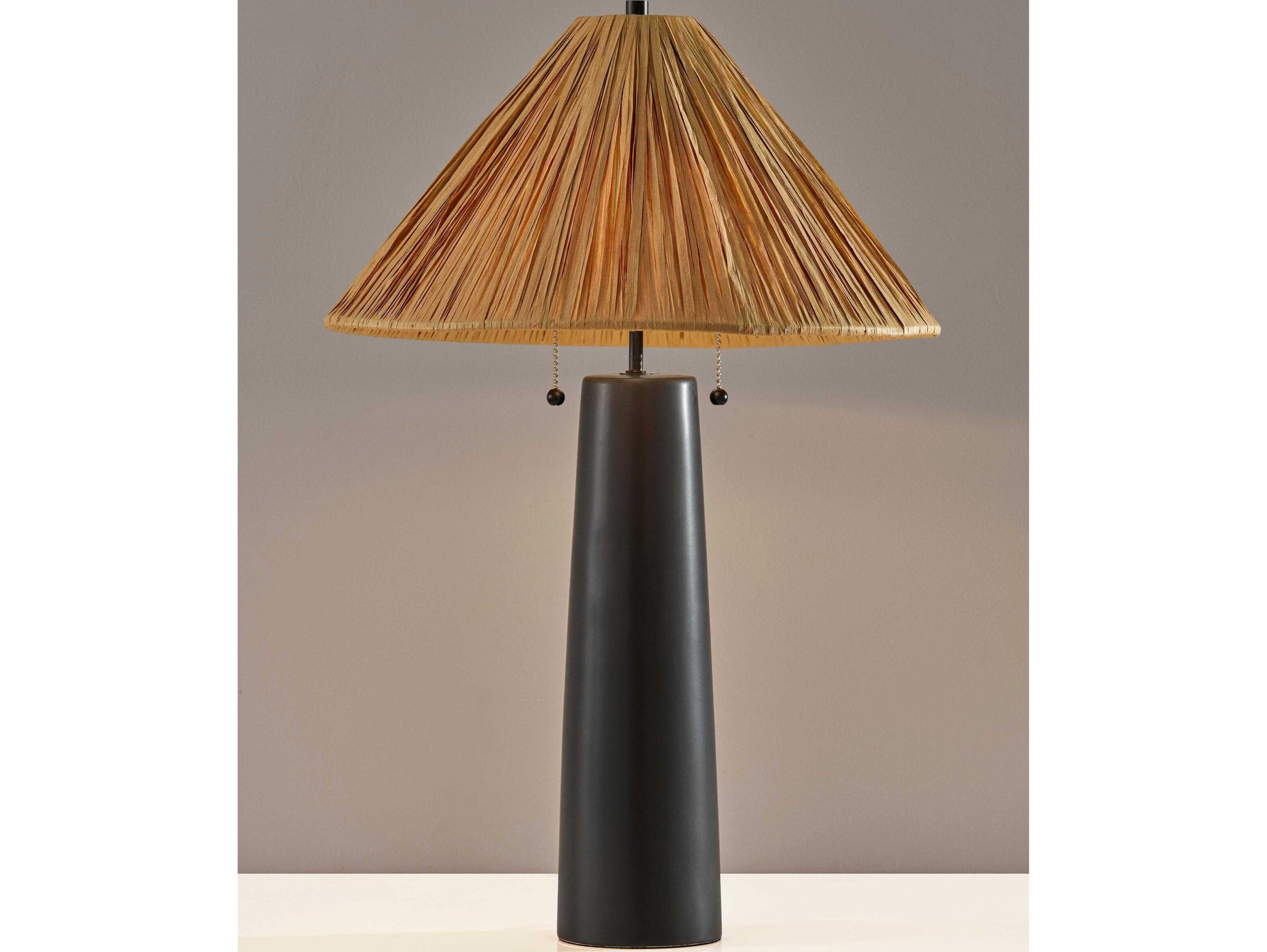 Adesso Waylon Black Raffia Grass Table Lamp