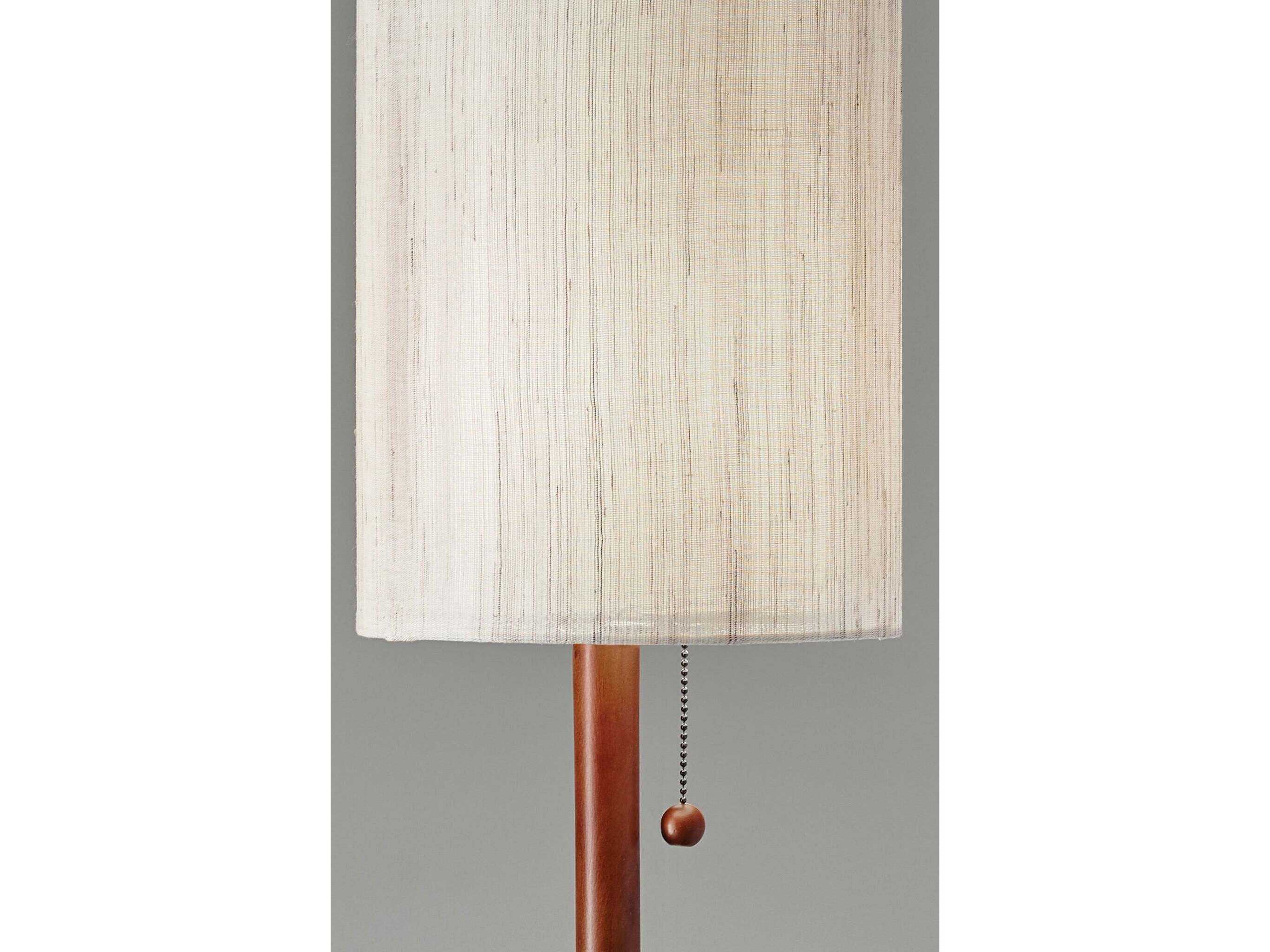 Adesso Hamptons Walnut Eucalyptus Textured Beige Linen Wood Buffet Lamp