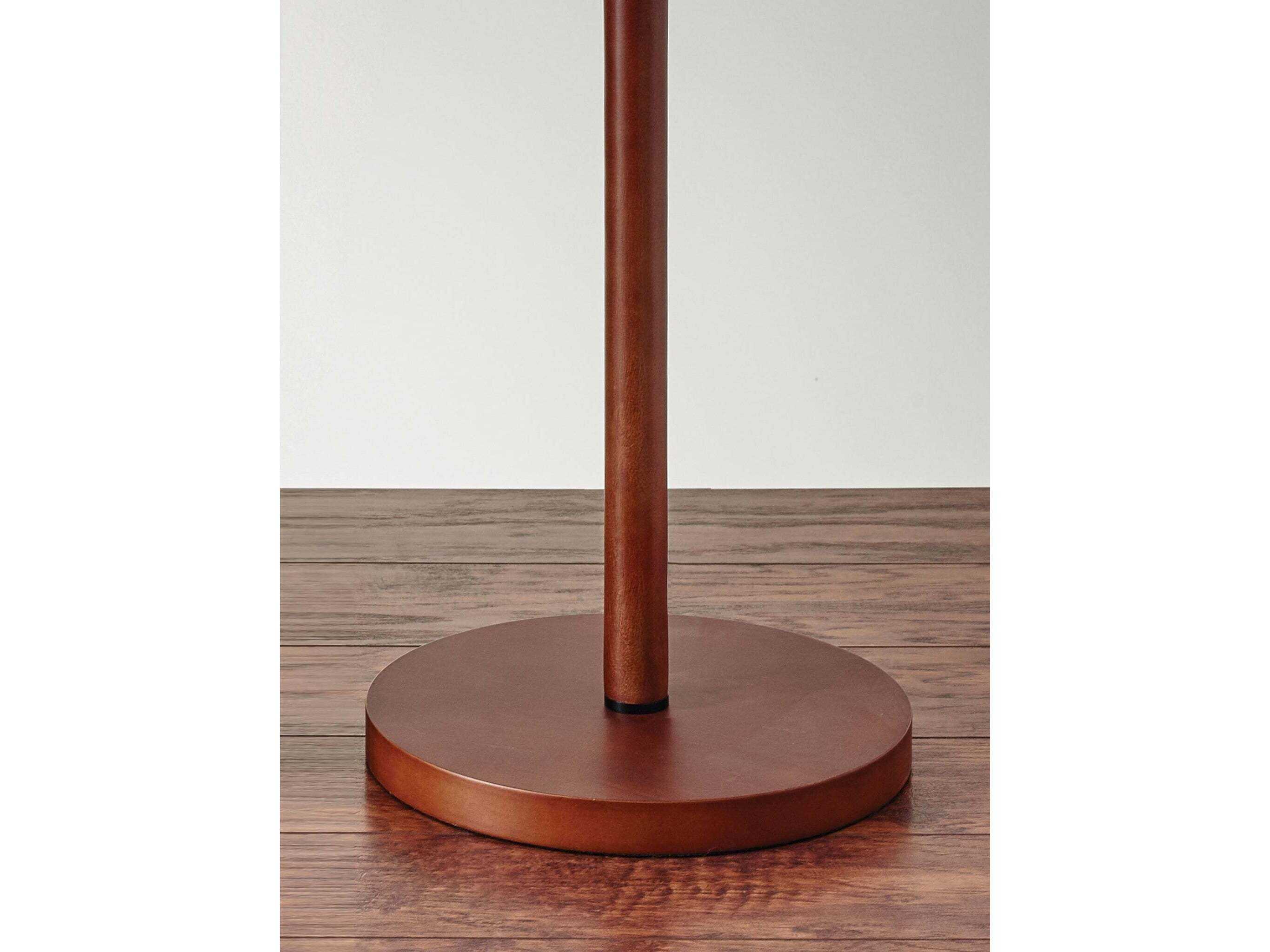 Adesso Hamptons Walnut Textured Beige Linen Wood Floor Lamp