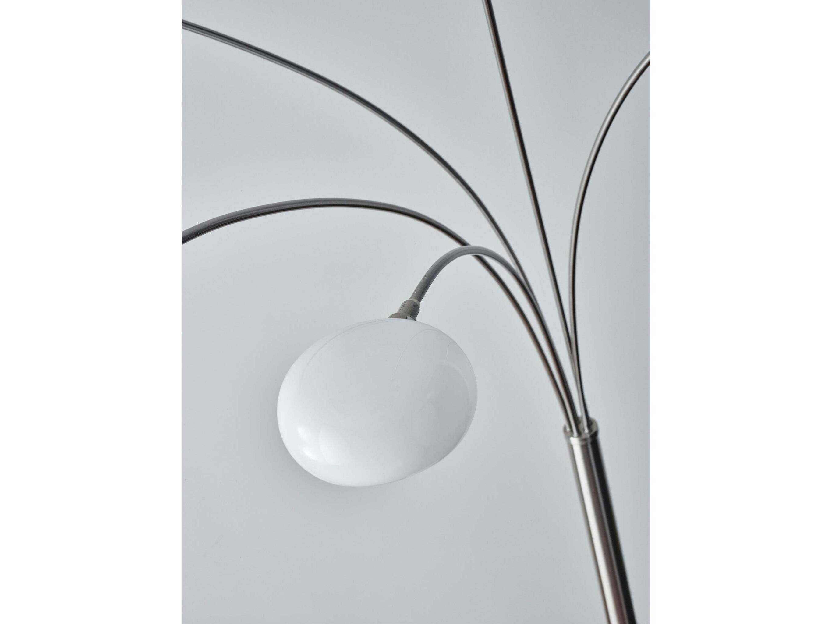 Adesso Luna Brushed Steel White Milk Glass Silver Floor Lamp