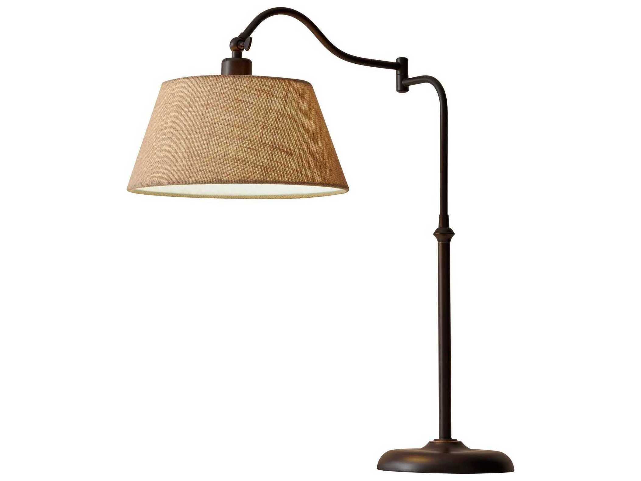 Adesso Rodeo Antique Bronze Khaki Burlap Buffet Lamp