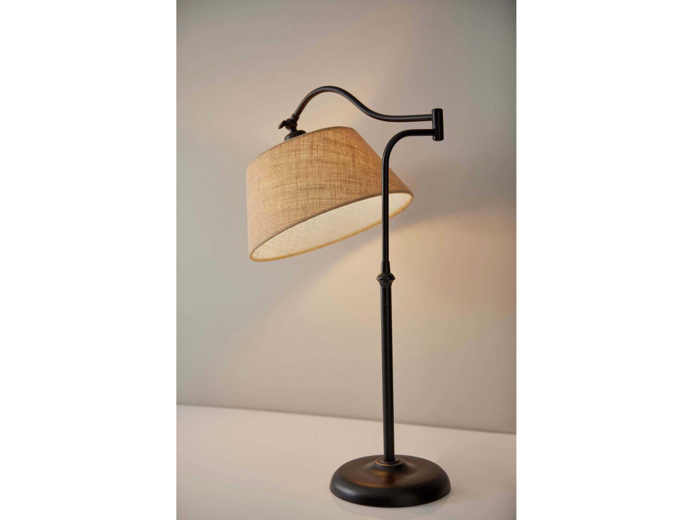 Adesso Rodeo Antique Bronze Khaki Burlap Buffet Lamp