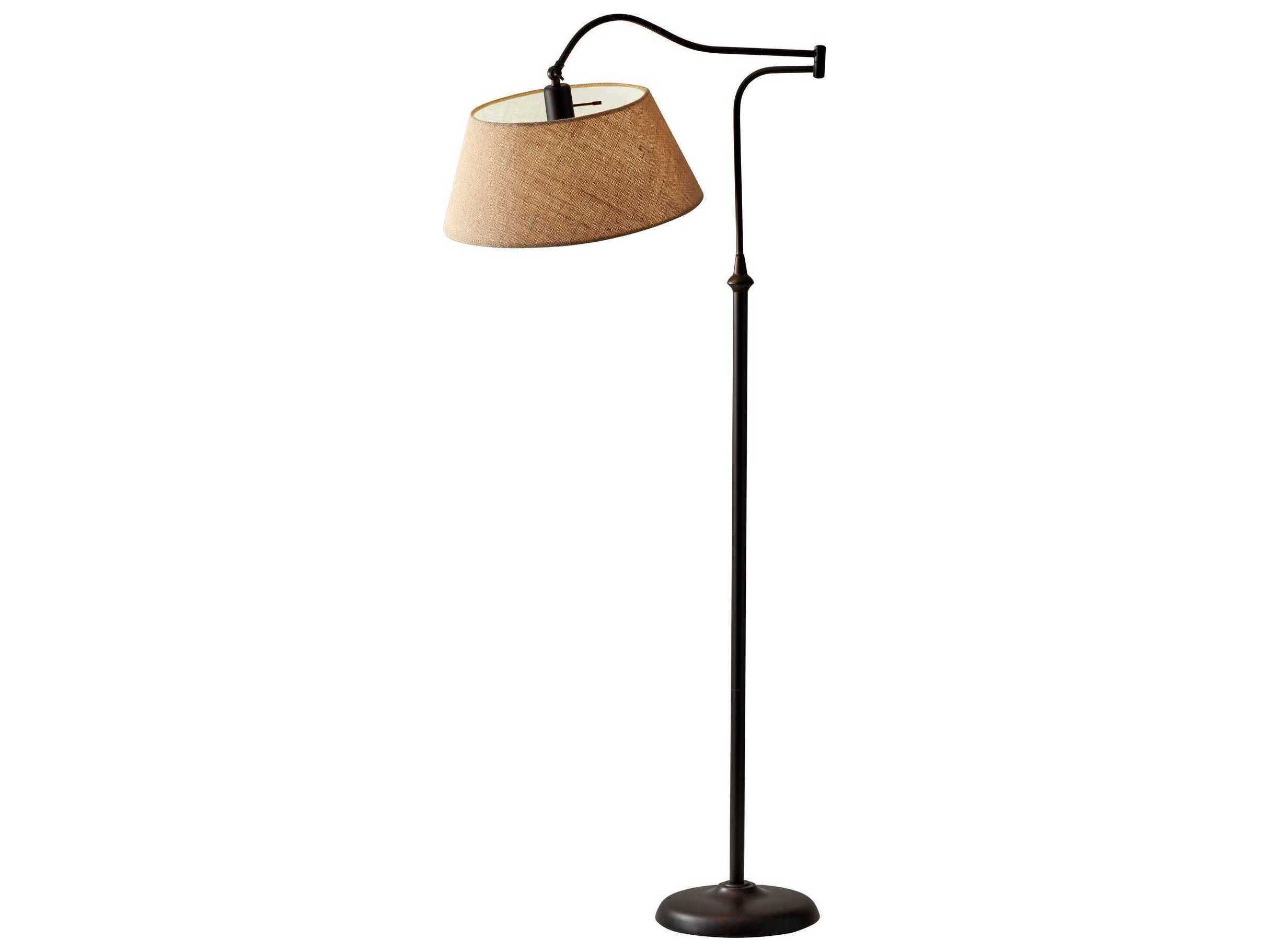 Adesso Rodeo Antique Bronze Khaki Burlap Floor Lamp