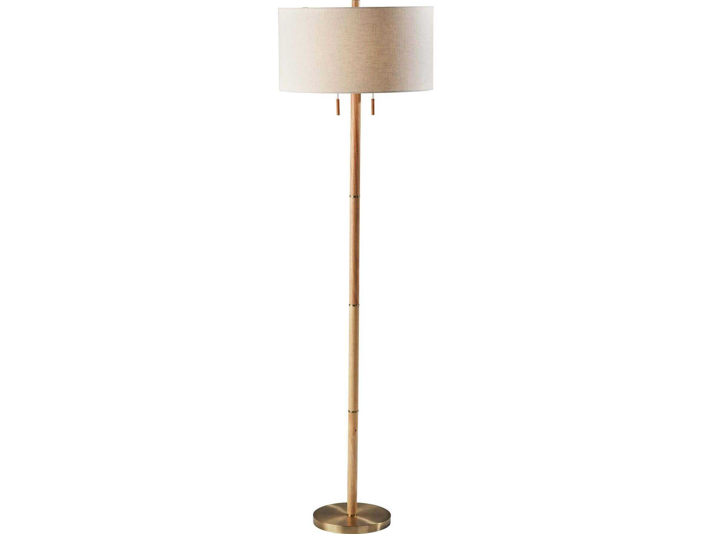 Adesso Madeline Natural Antique Brass Brown Floor Lamp