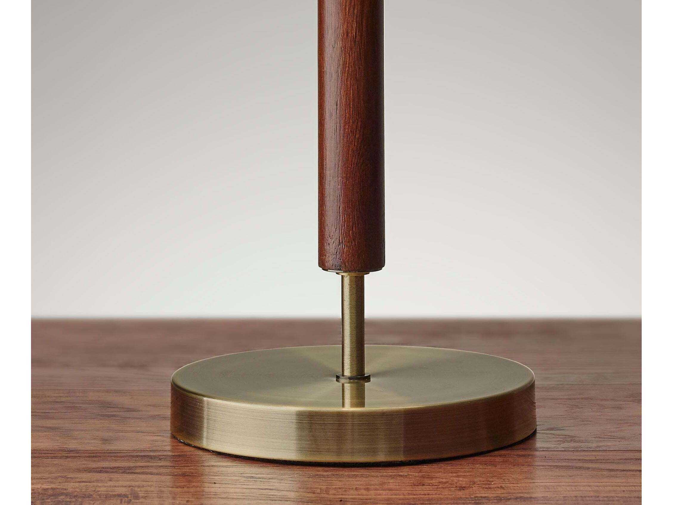 Adesso Hamilton Walnut Eucalyptus Antique Brass Natural Linen Buffet Lamp