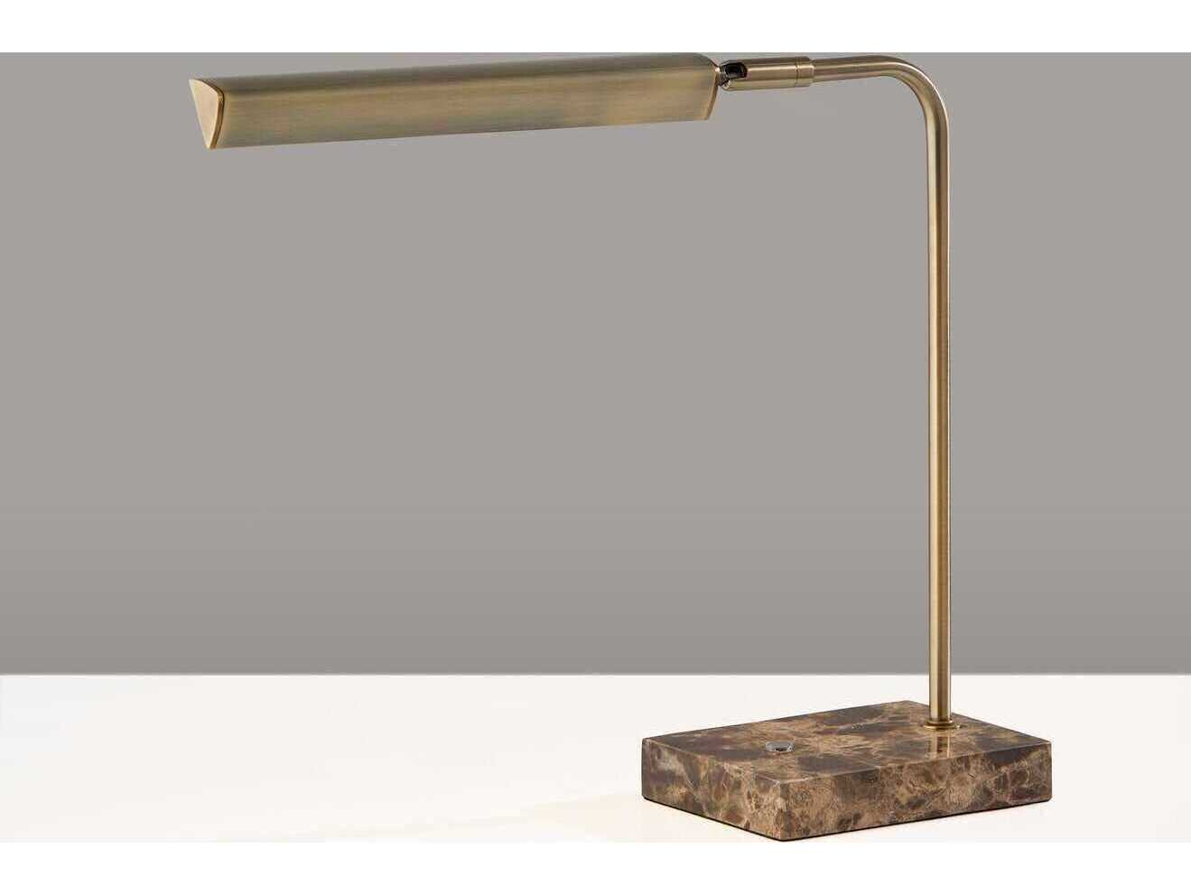 Adesso Reader Antique Brass Metal Desk Lamp