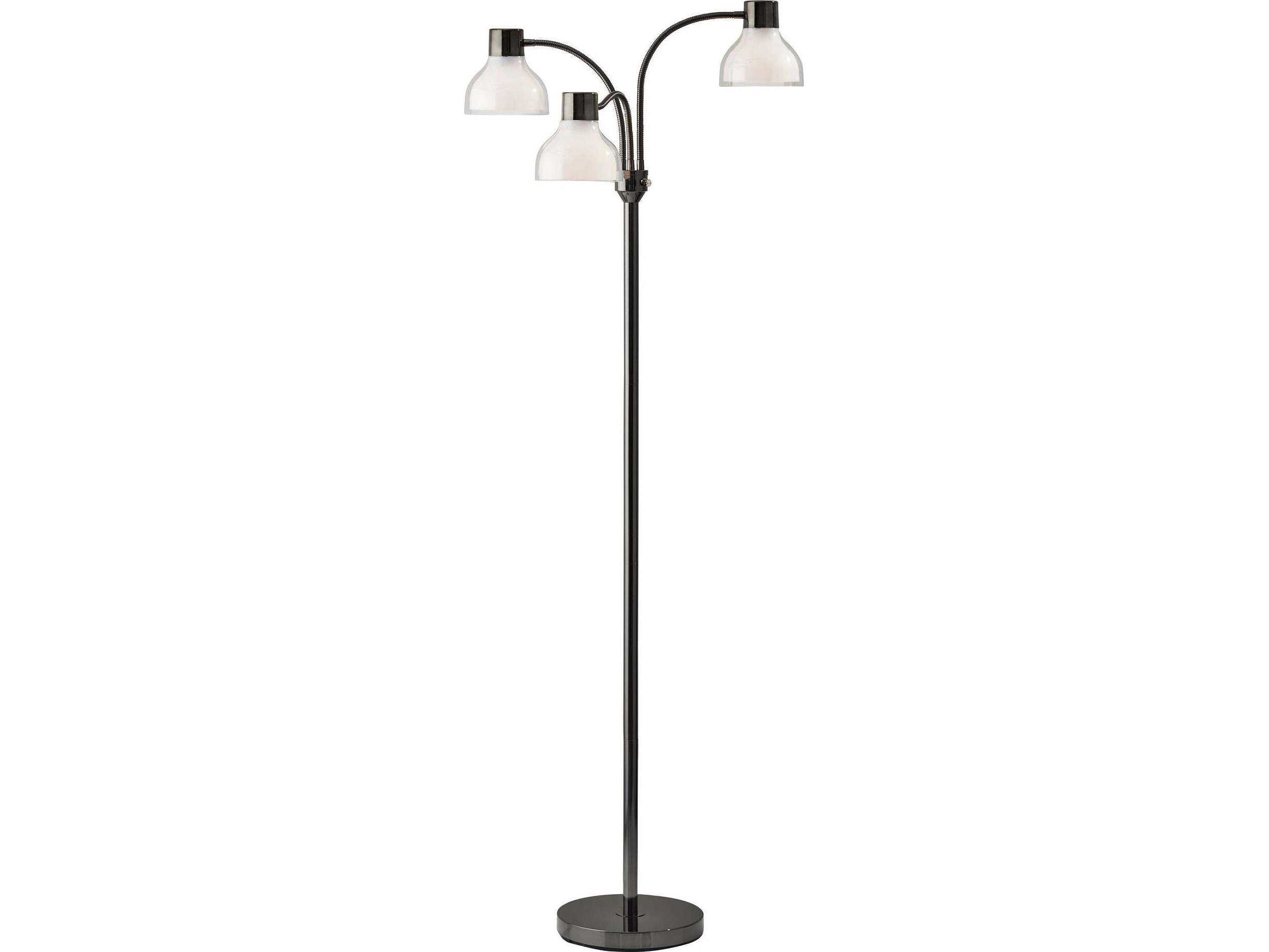 Adesso Presley Black Nickel Clear Plastic Outer Frosted Inner Floor Lamp