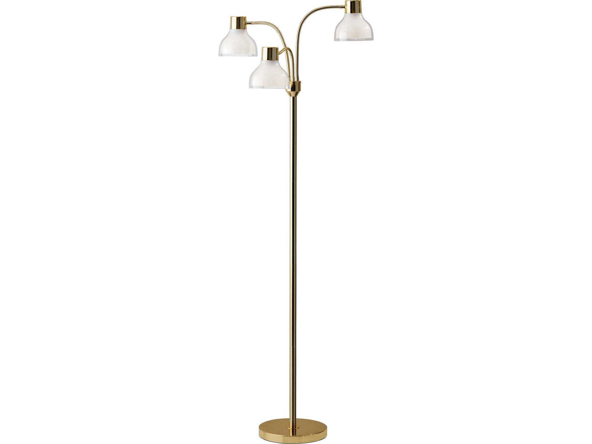 Adesso Presley Shiny Gold Clear Plastic Outer Frosted Inner Floor Lamp