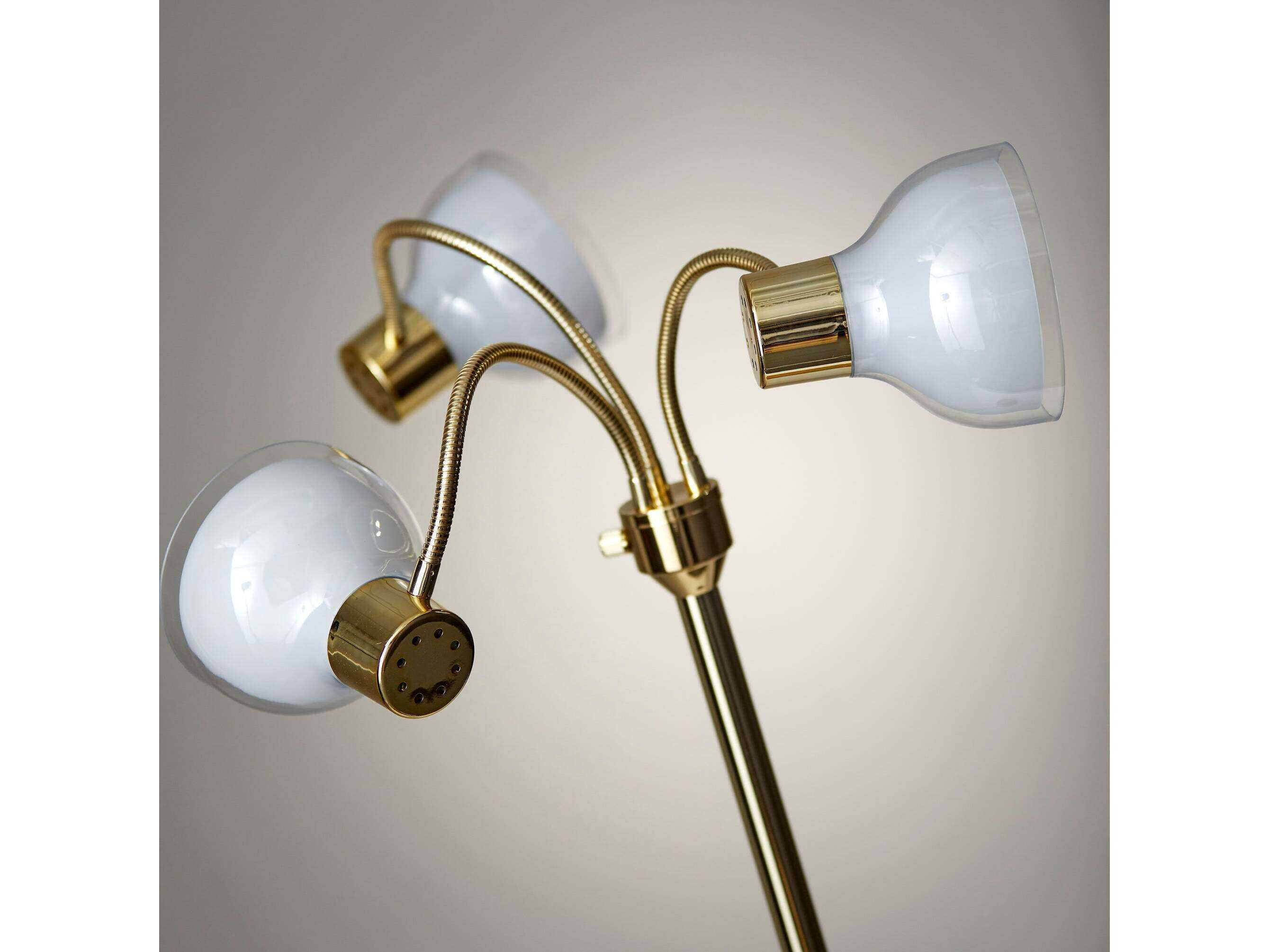 Adesso Presley Shiny Gold Clear Plastic Outer Frosted Inner Floor Lamp