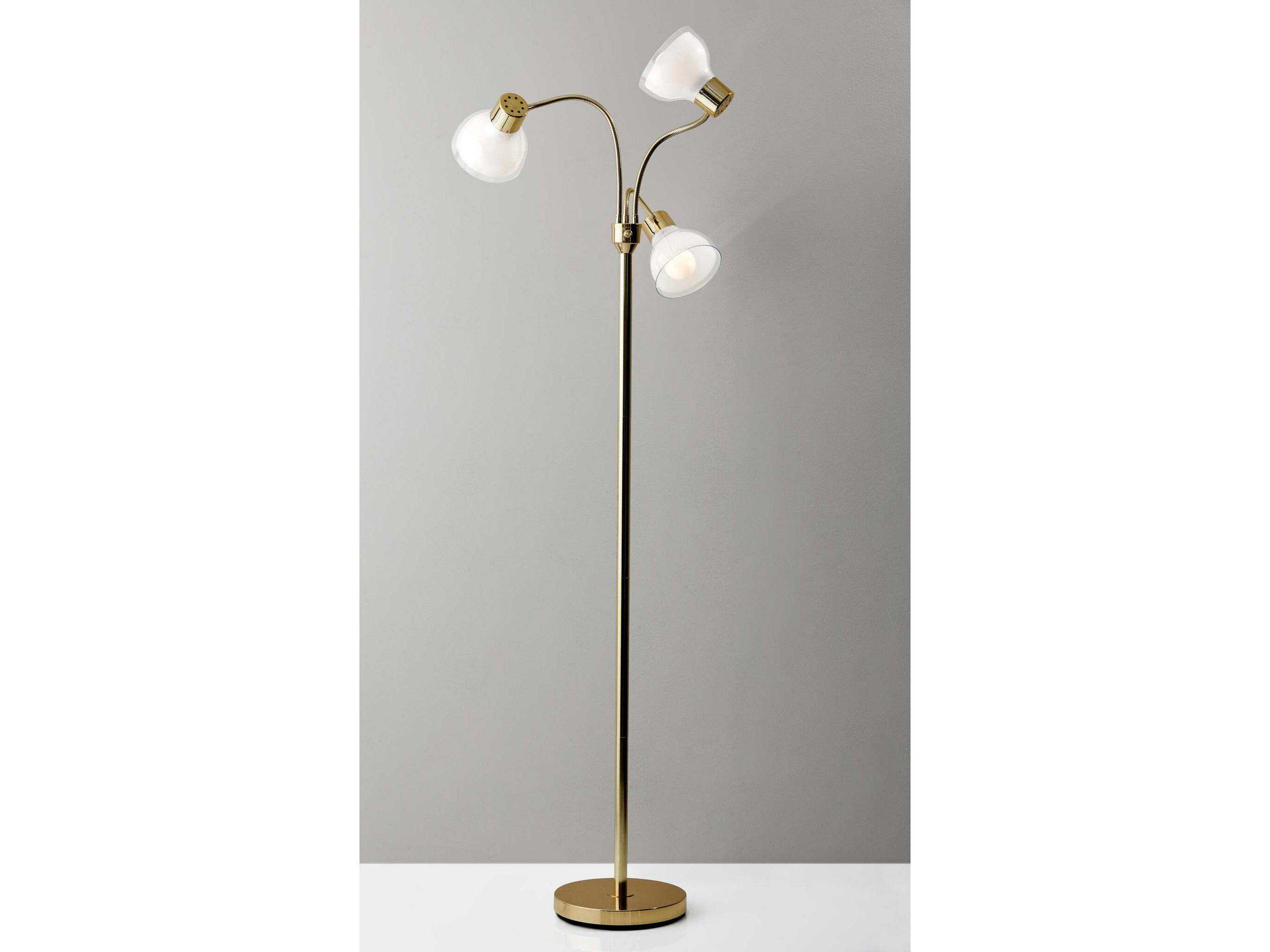 Adesso Presley Shiny Gold Clear Plastic Outer Frosted Inner Floor Lamp