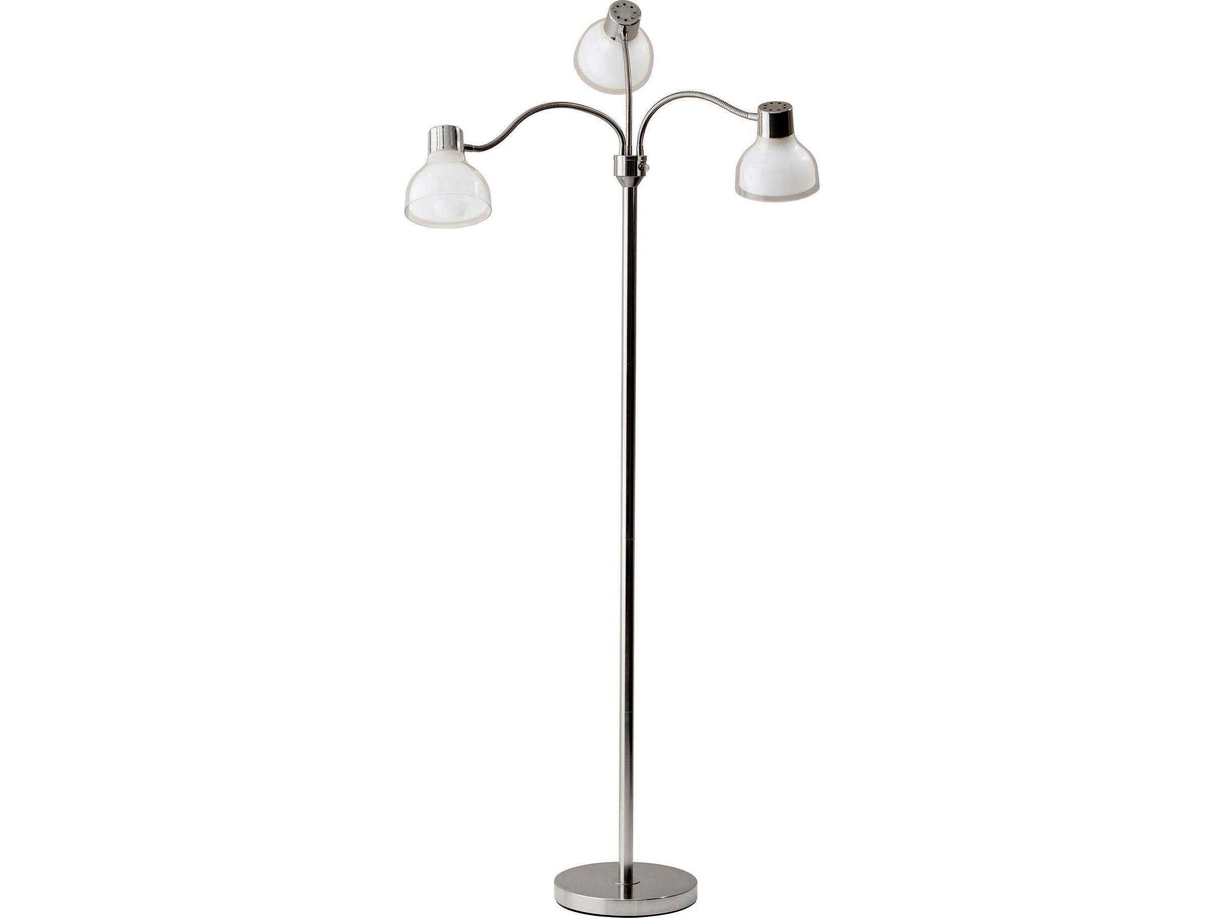 Adesso Presley Polished Nickel Clear Plastic Outer Frosted Inner Floor Lamp