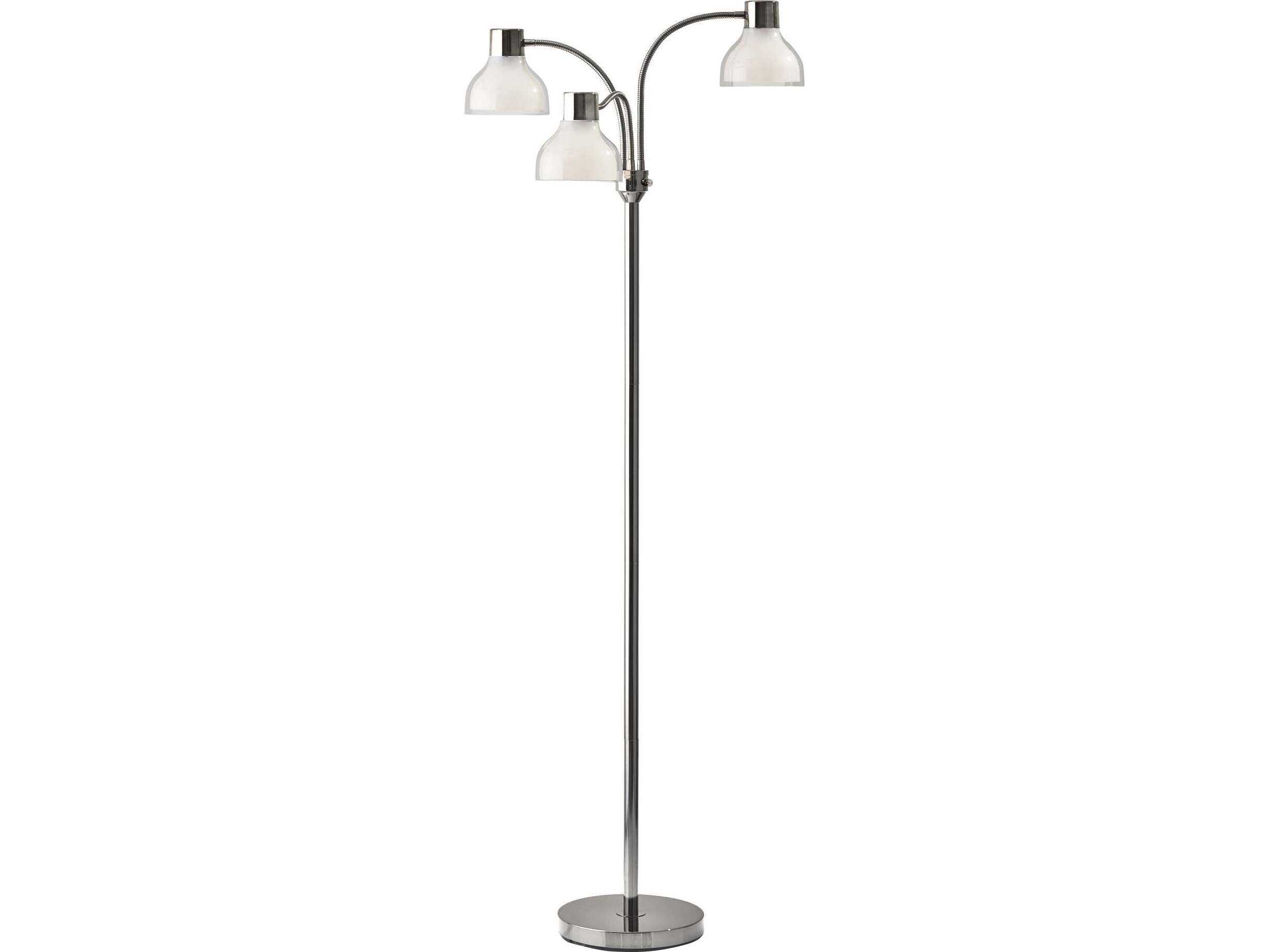 Adesso Presley Polished Nickel Clear Plastic Outer Frosted Inner Floor Lamp