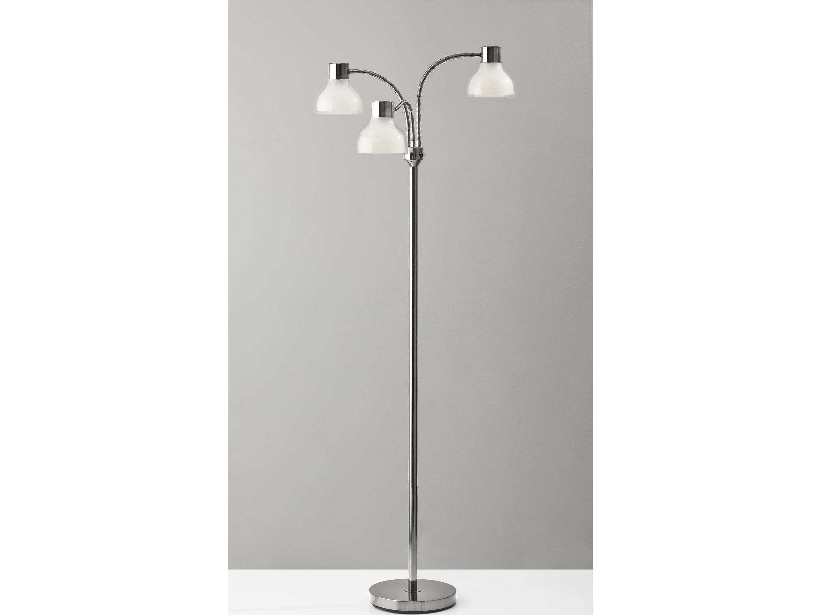 Adesso Presley Polished Nickel Clear Plastic Outer Frosted Inner Floor Lamp