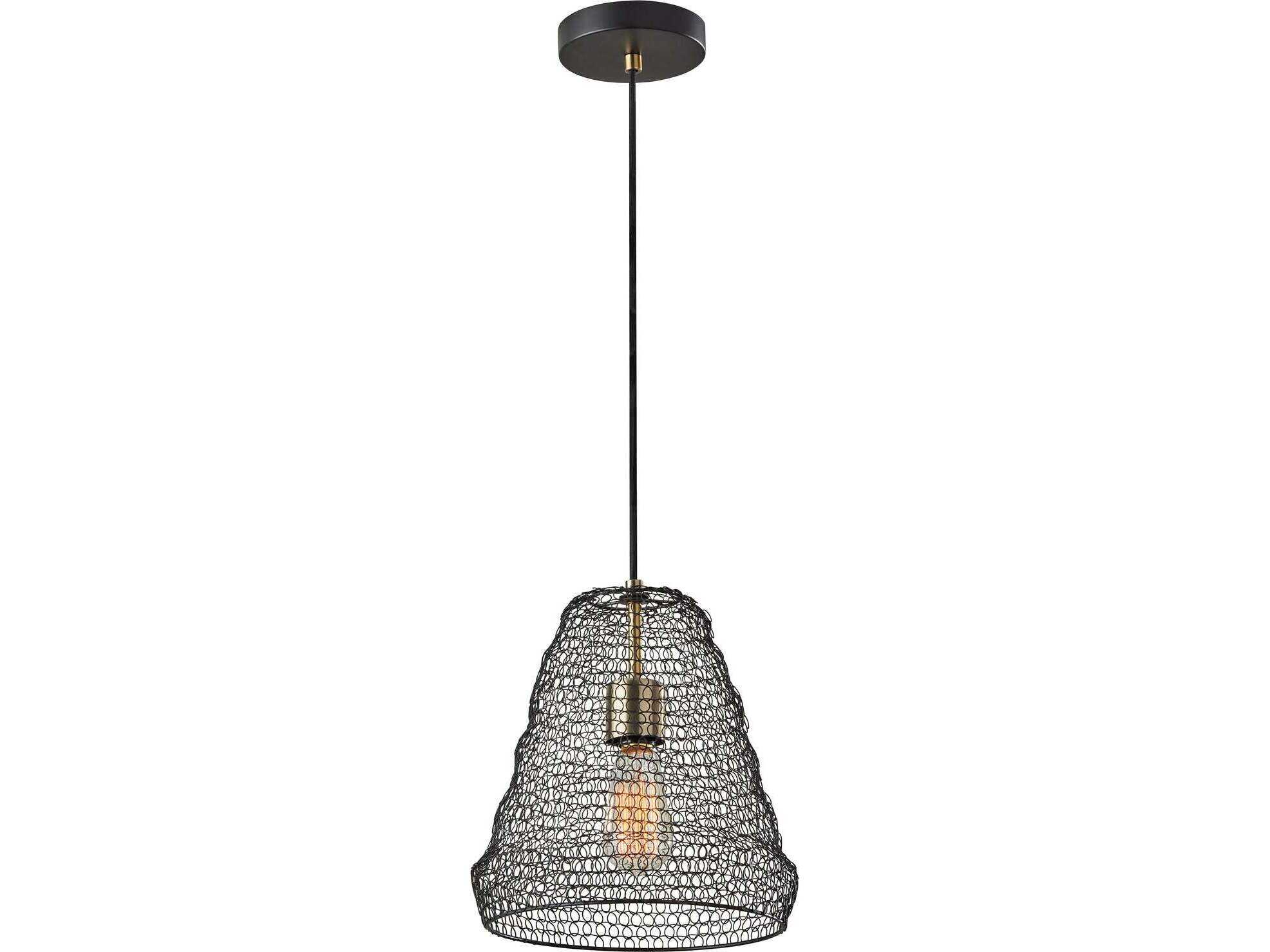 Adesso Sheridan Black Antique Brass Mini Pendant
