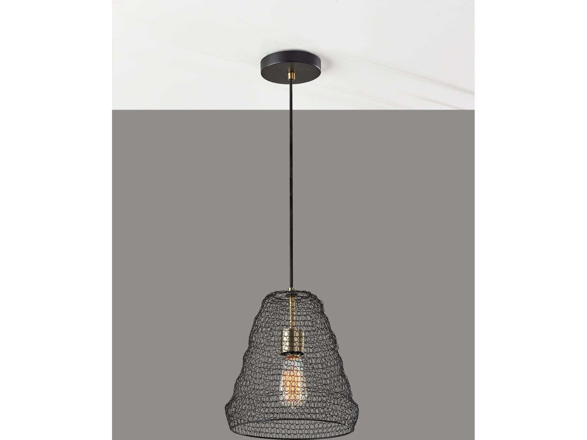 Adesso Sheridan Black Antique Brass Mini Pendant