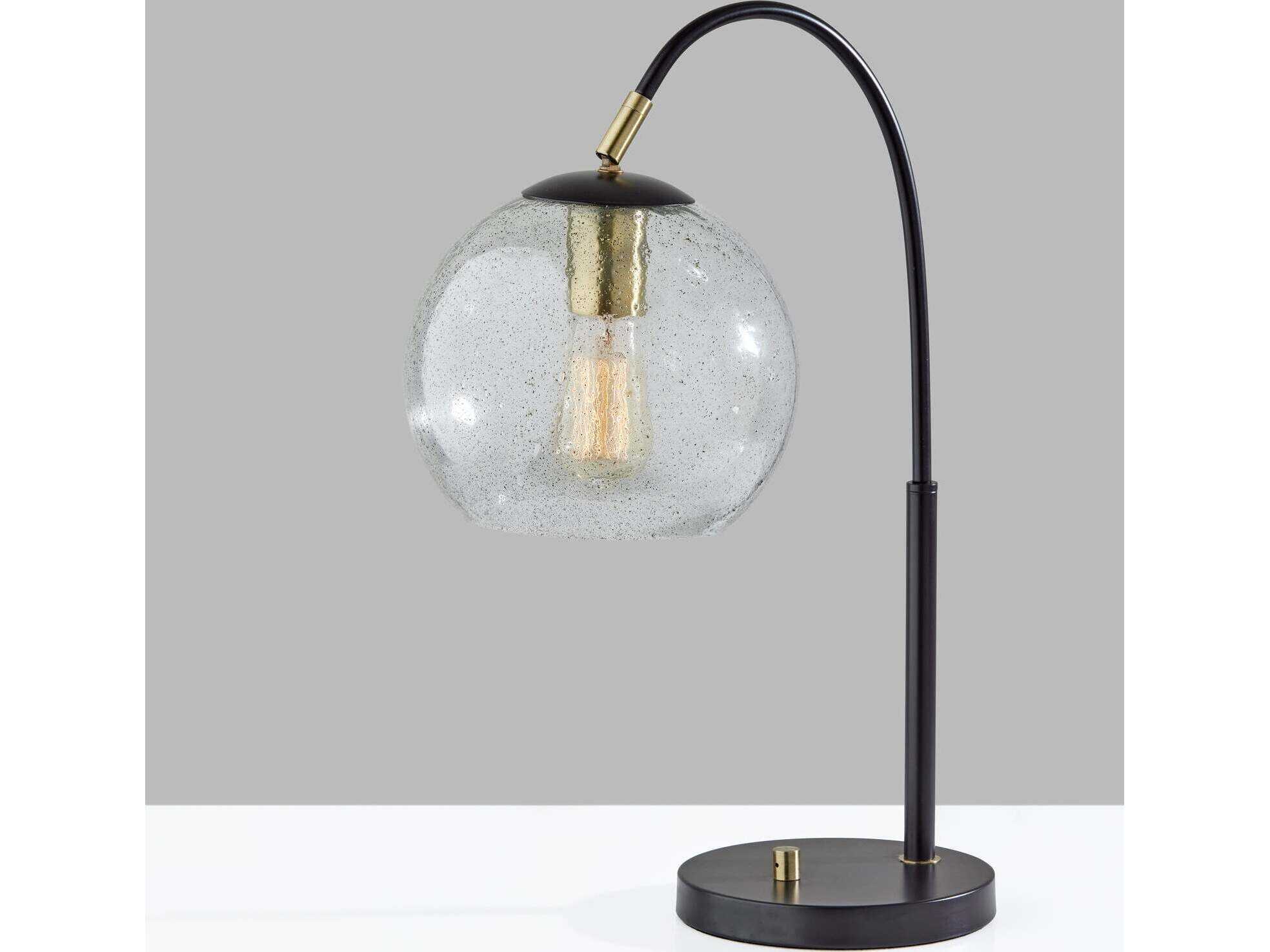 Adesso Edie Dark Bronze Brass Speckled Glass Desk Lamp
