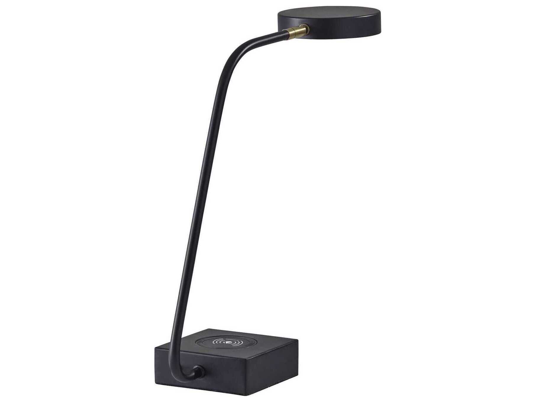 Adesso Conrad Matte Black Antique Brass Metal Desk Lamp