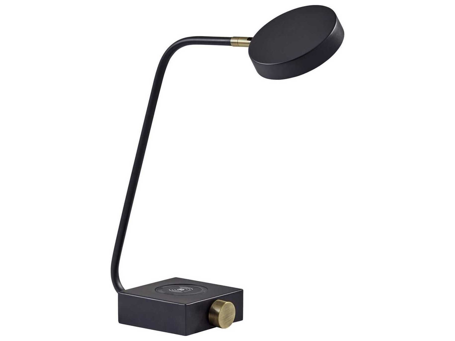 Adesso Conrad Matte Black Antique Brass Metal Desk Lamp