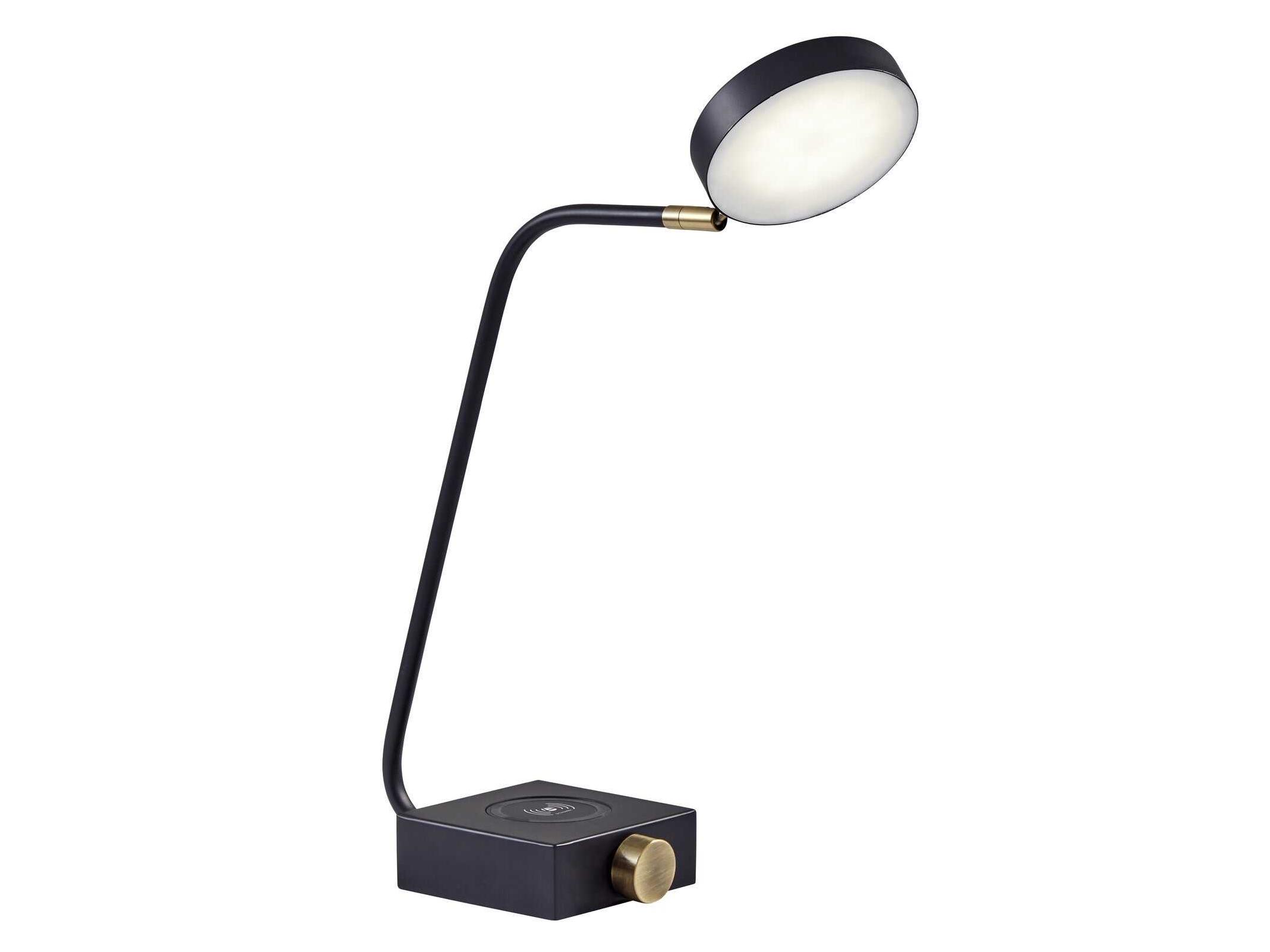 Adesso Conrad Matte Black Antique Brass Metal Desk Lamp