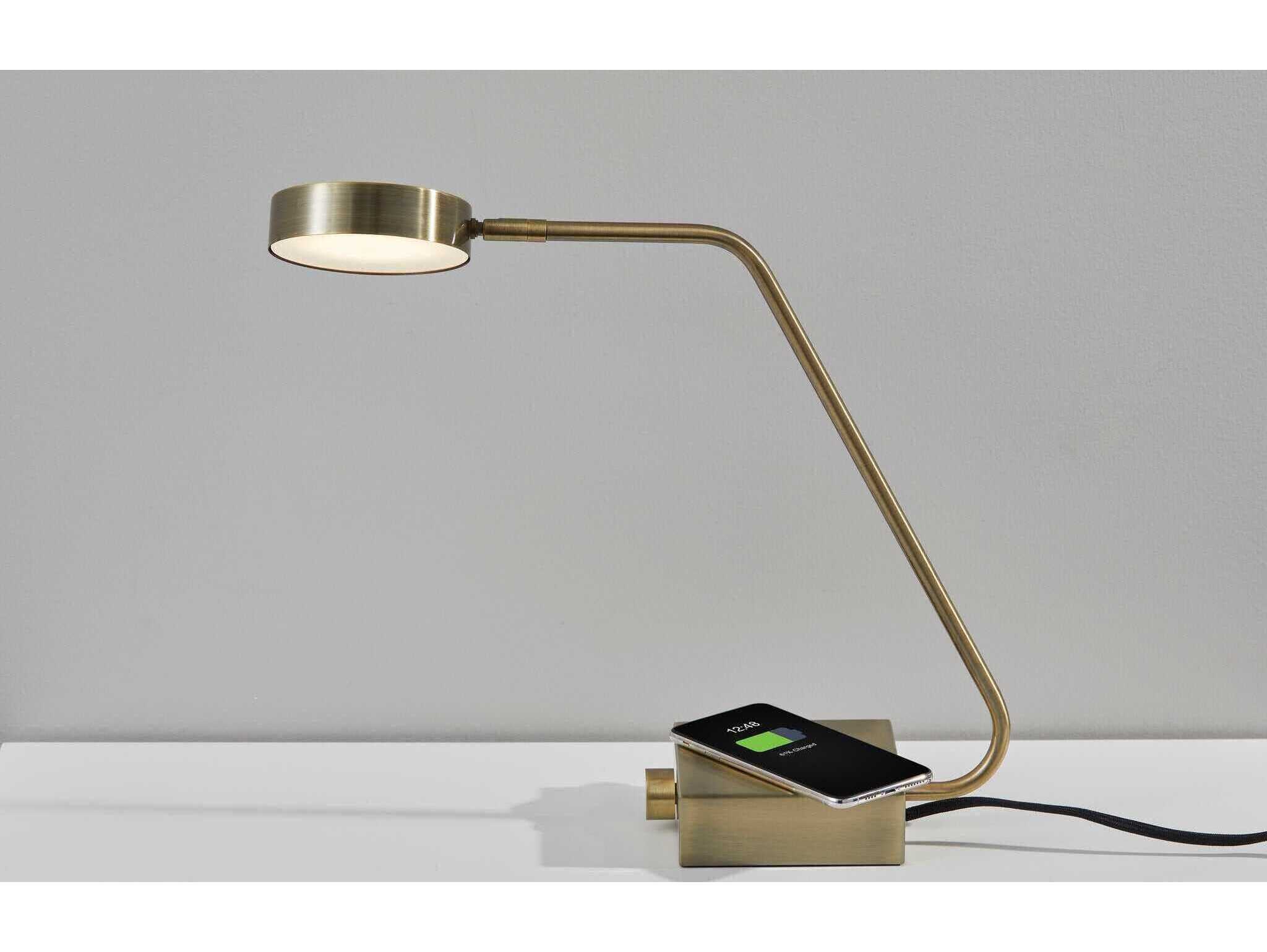 Adesso Conrad Matte Black Antique Brass Metal Desk Lamp