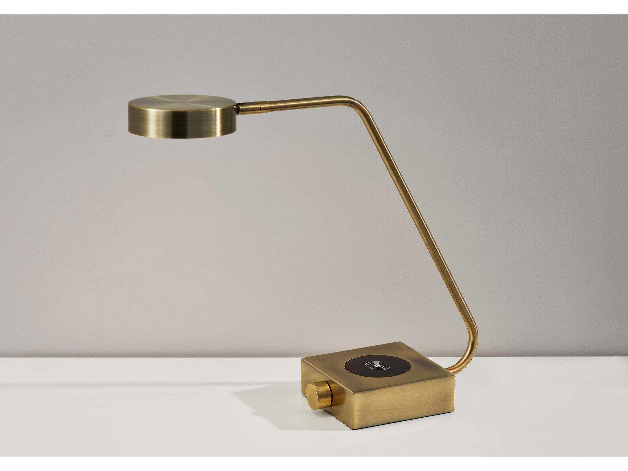 Adesso Conrad Matte Black Antique Brass Metal Desk Lamp