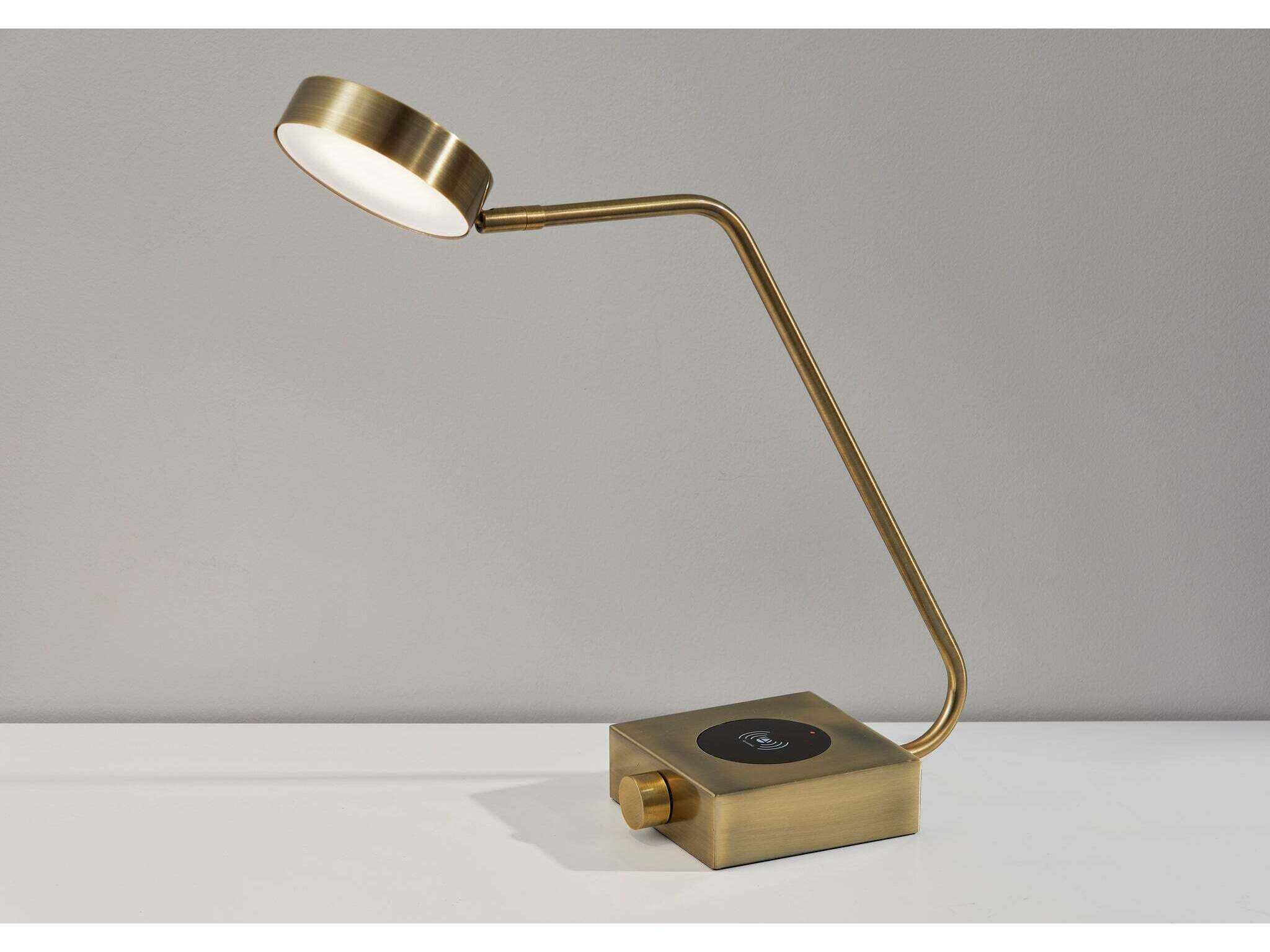 Adesso Conrad Matte Black Antique Brass Metal Desk Lamp