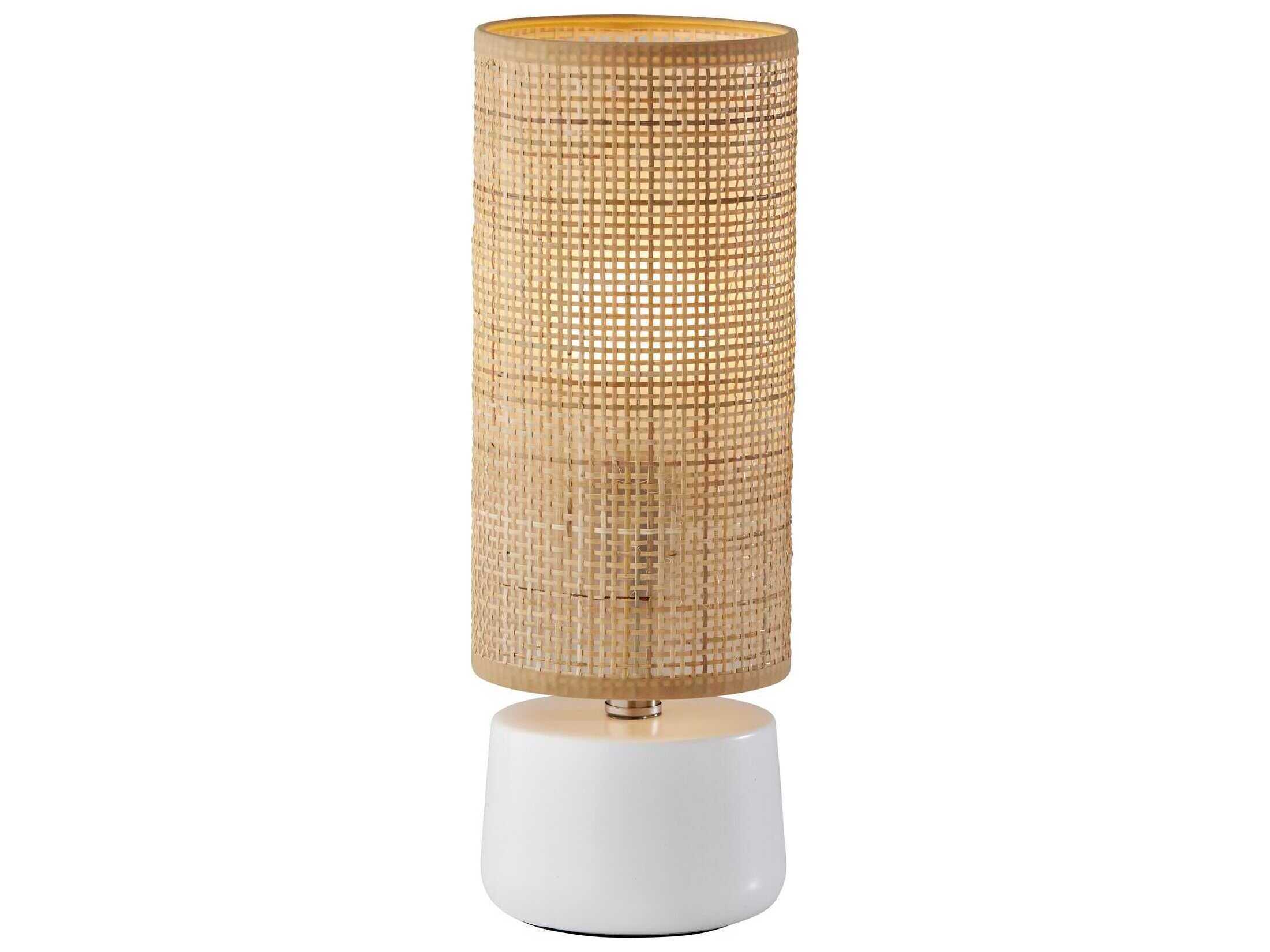 Adesso Sheffield White Rattan Table Lamp