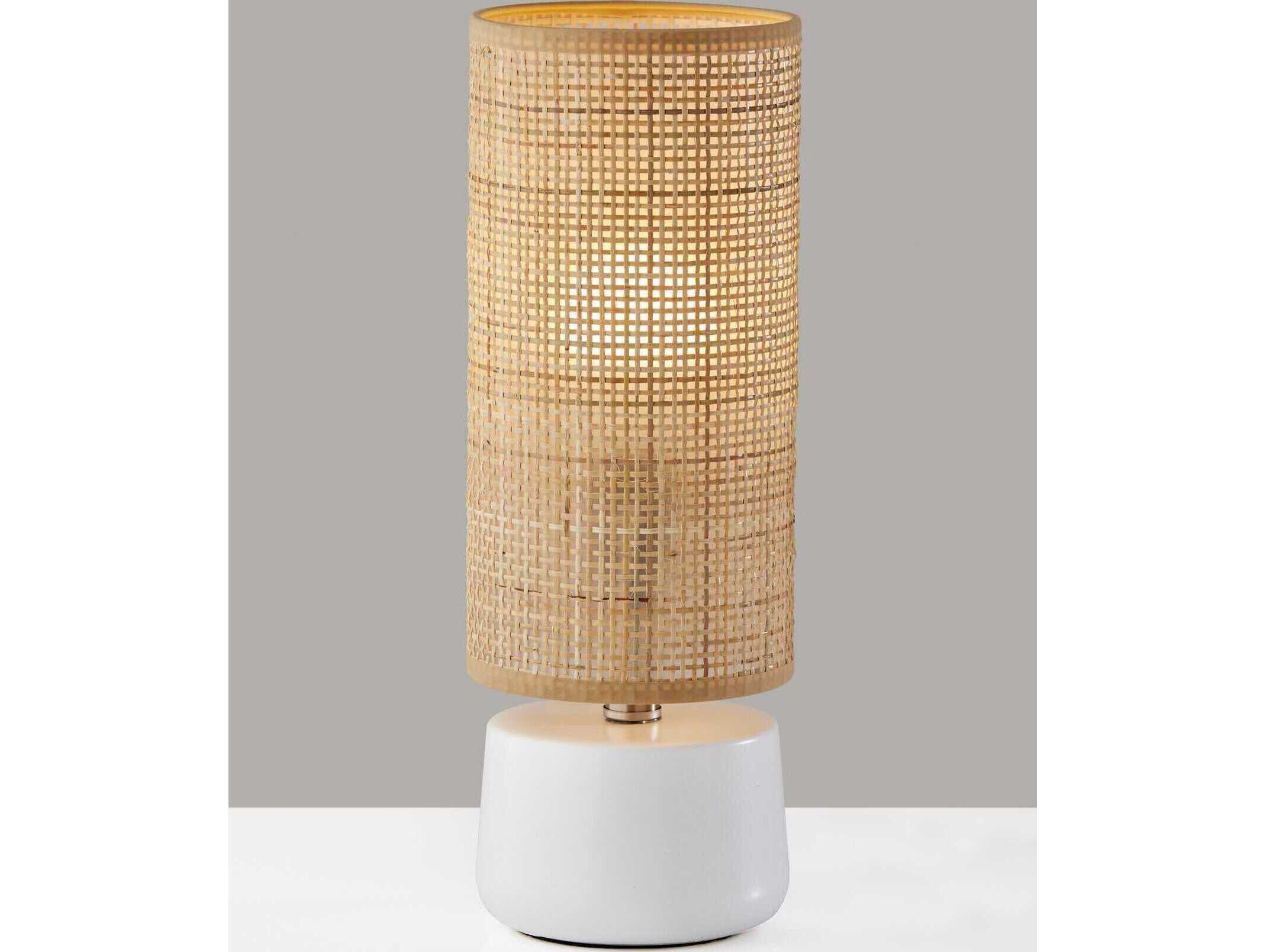 Adesso Sheffield White Rattan Table Lamp