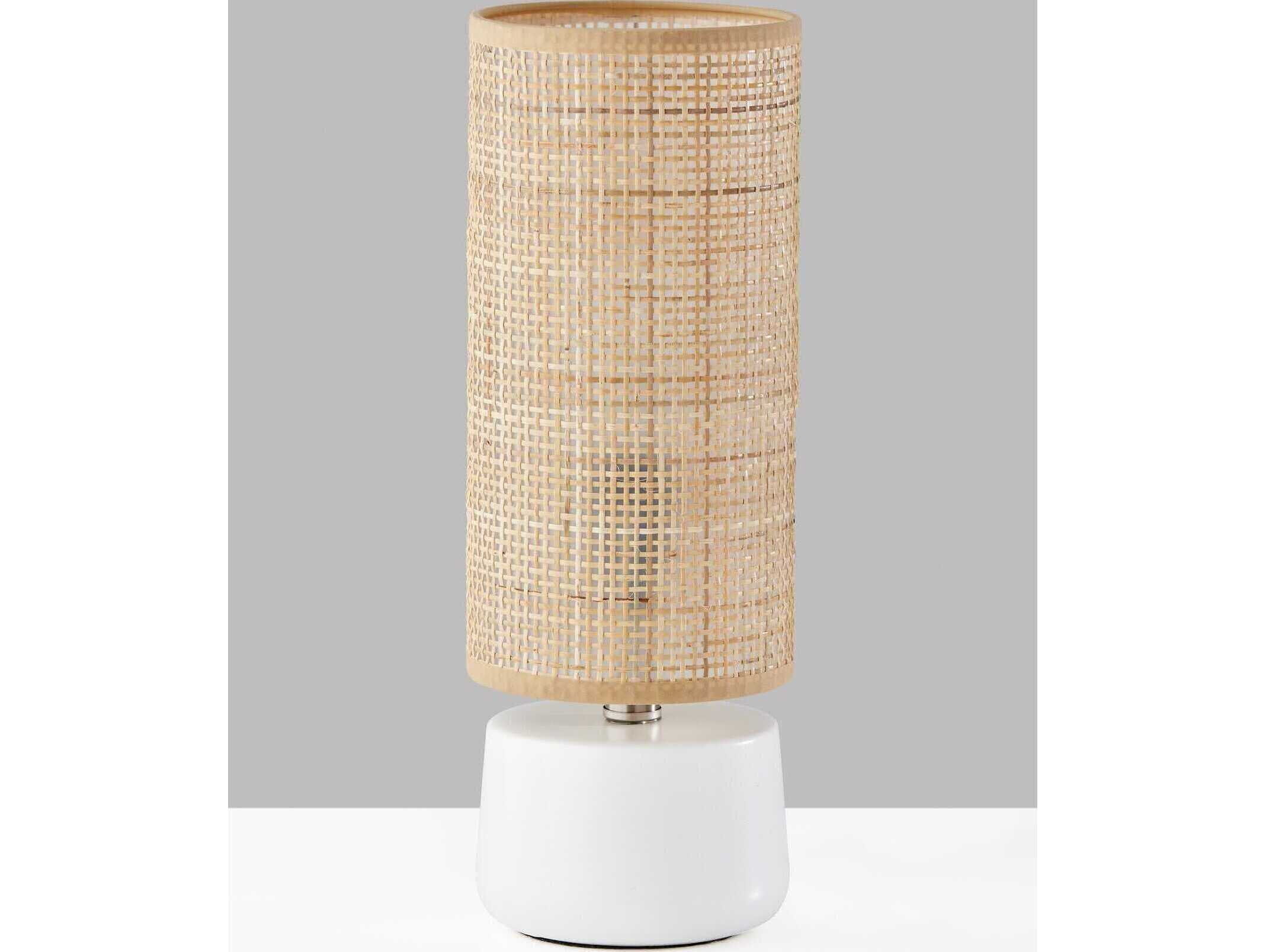 Adesso Sheffield White Rattan Table Lamp